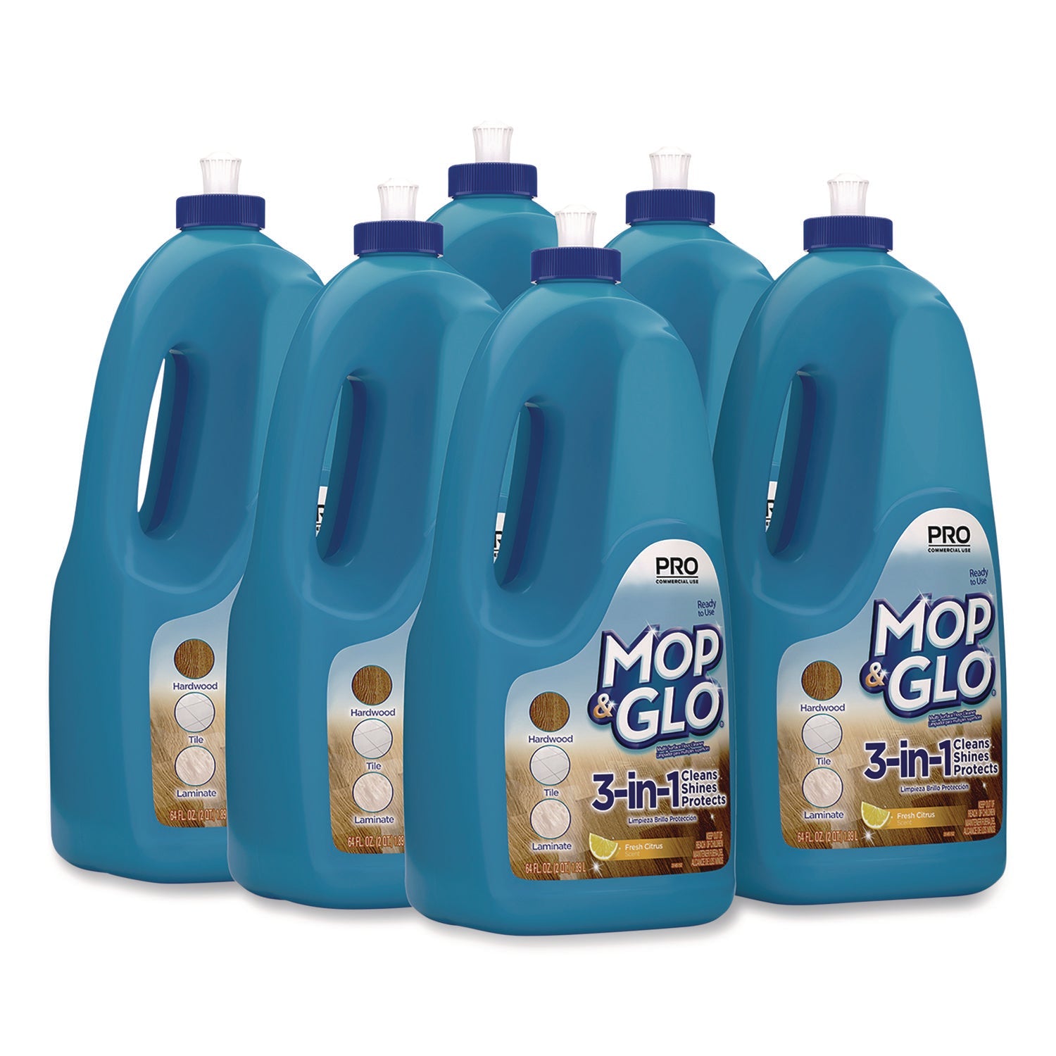 Professional MOP & GLO® Ready to Use Multi-Surface Floor Cleaner, Fresh Citrus Scent, 64 oz Bottle, 6/Carton