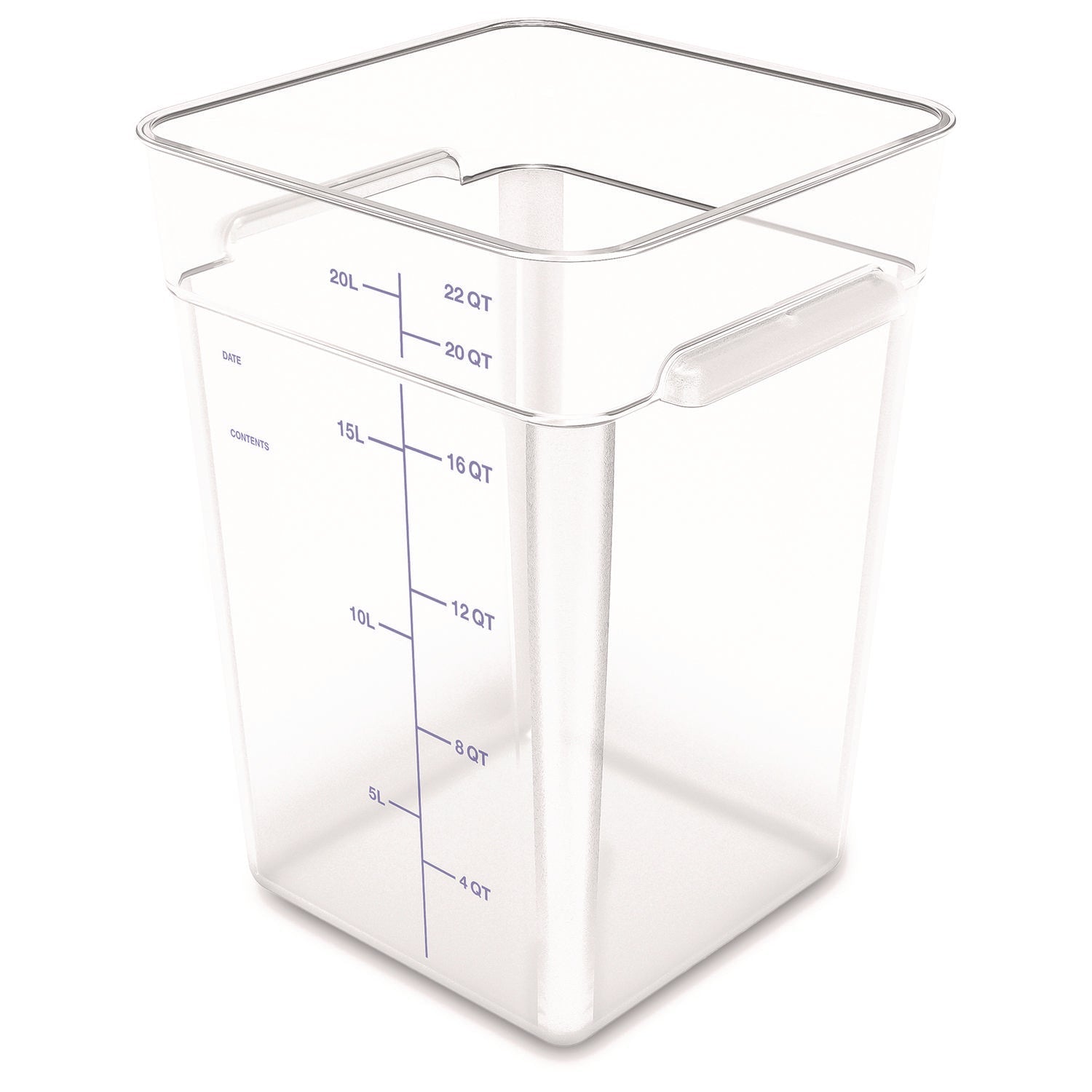 Carlisle Squares Polycarbonate Food Storage Container, 22 qt, 11 13 x 11.13 x 15.72, Clear, Plastic