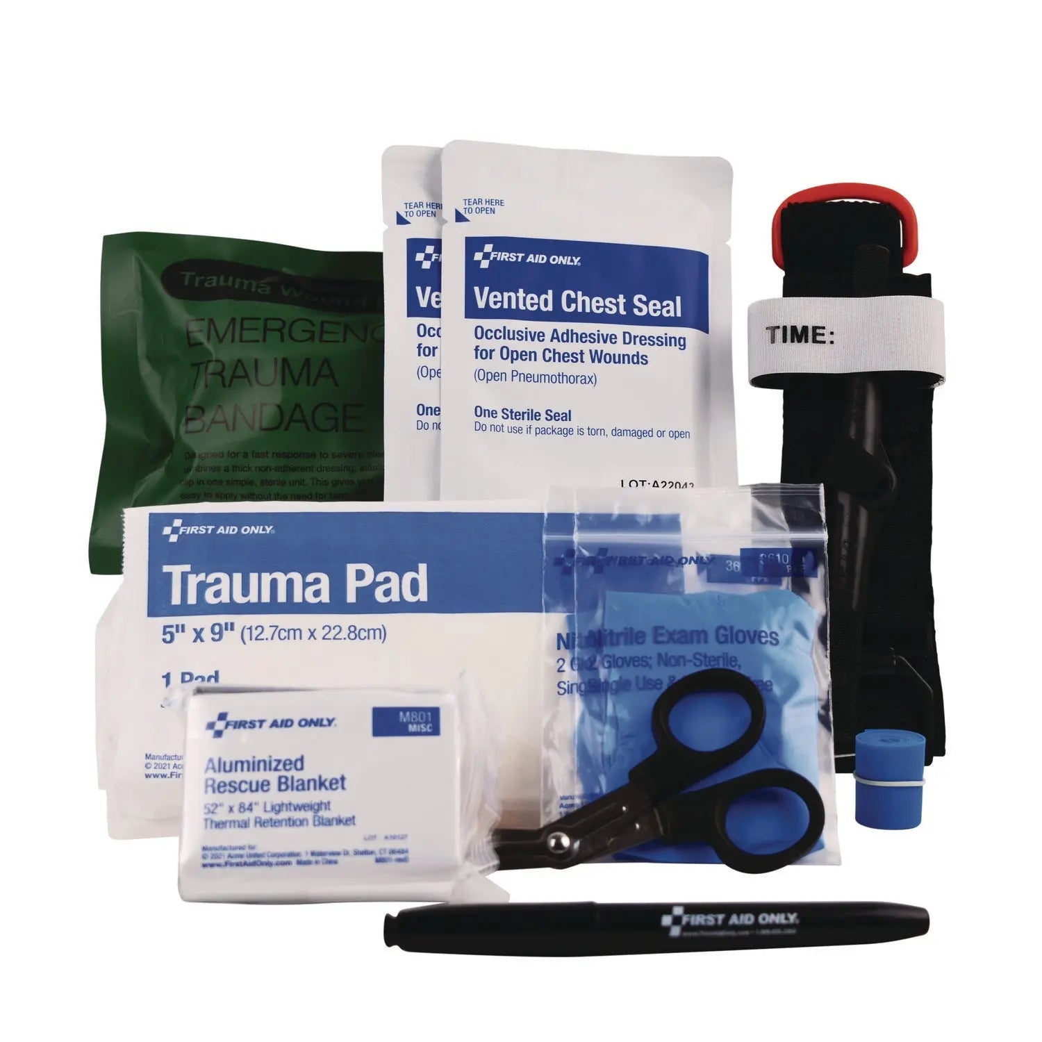 First Aid Only™ Right Response Bleeding Control Kit for Limb and Chest Wounds, 16 Pieces, Fabric Pouch