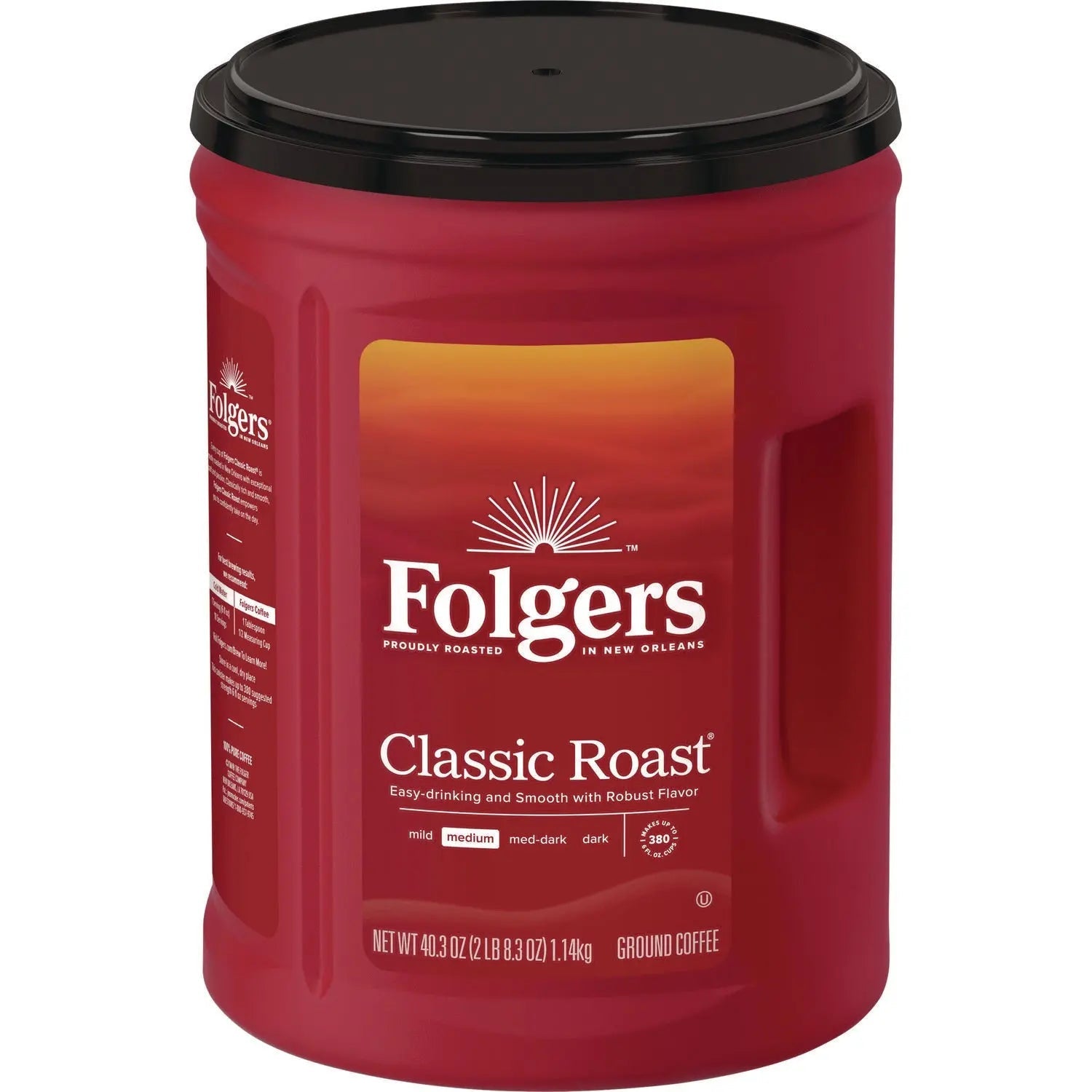 Folgers® Classic Roast Ground Coffee, 40.3 oz Canister, 6/Carton