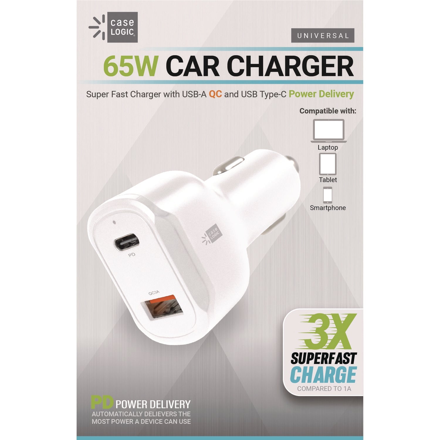 ByTech® PD Car Charger, 60 W, Two 2 A Ports, White