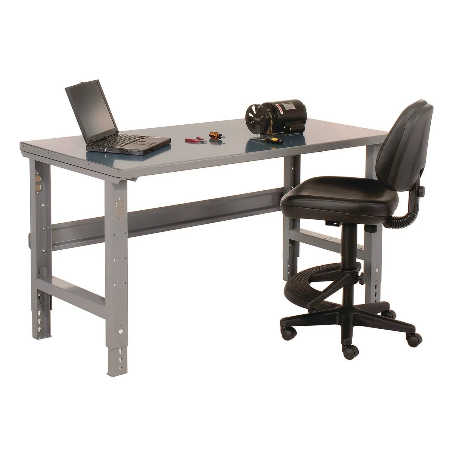 Global Industrial® Standard Duty Steel Top Adjustable Height Workbench, 2,000 lbs, 72 x 30 x 30.88 to 36.88, Gray