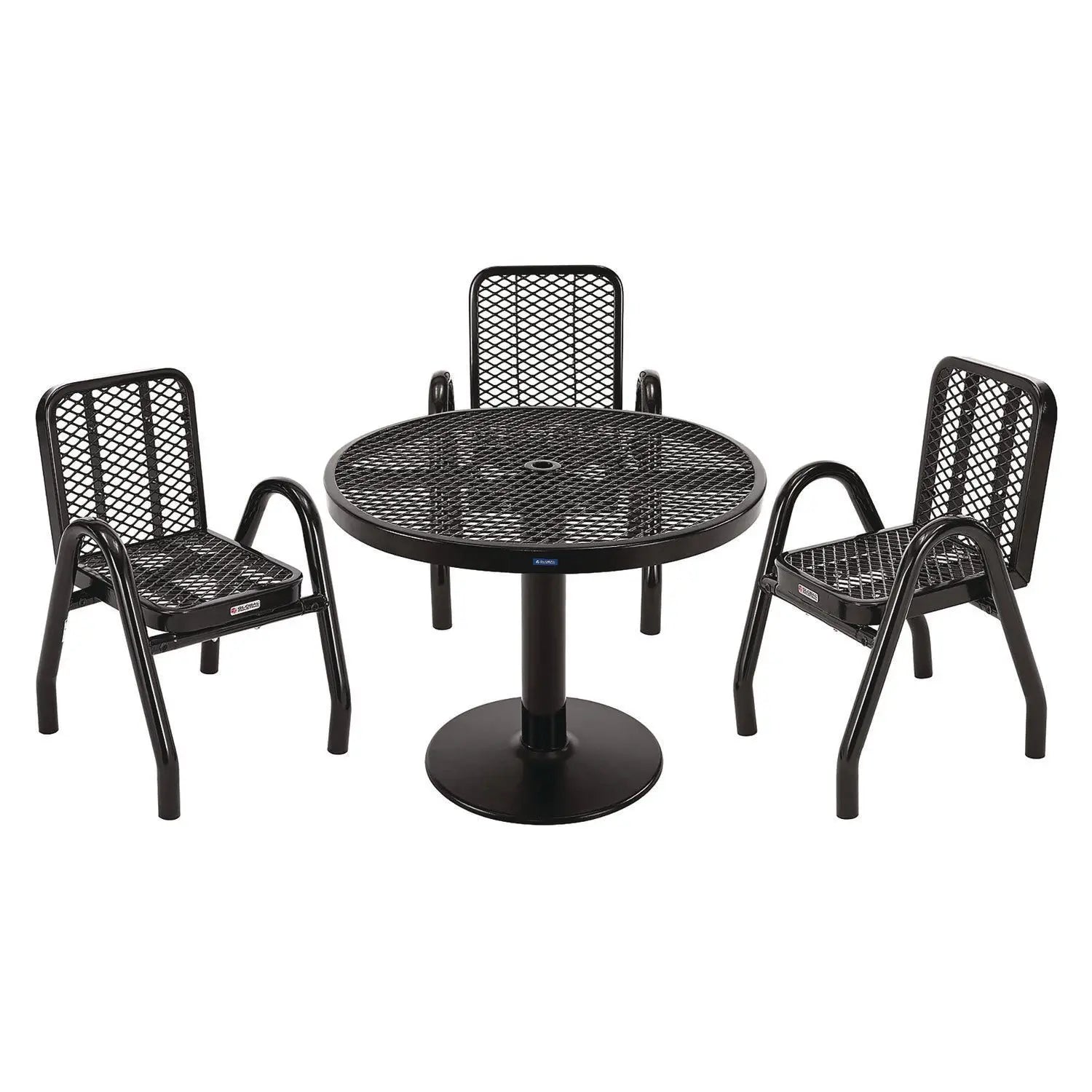 Global Industrial® Outdoor Dining Set, Round, 36" dia x 29"h, Black Top, Black Base/Legs