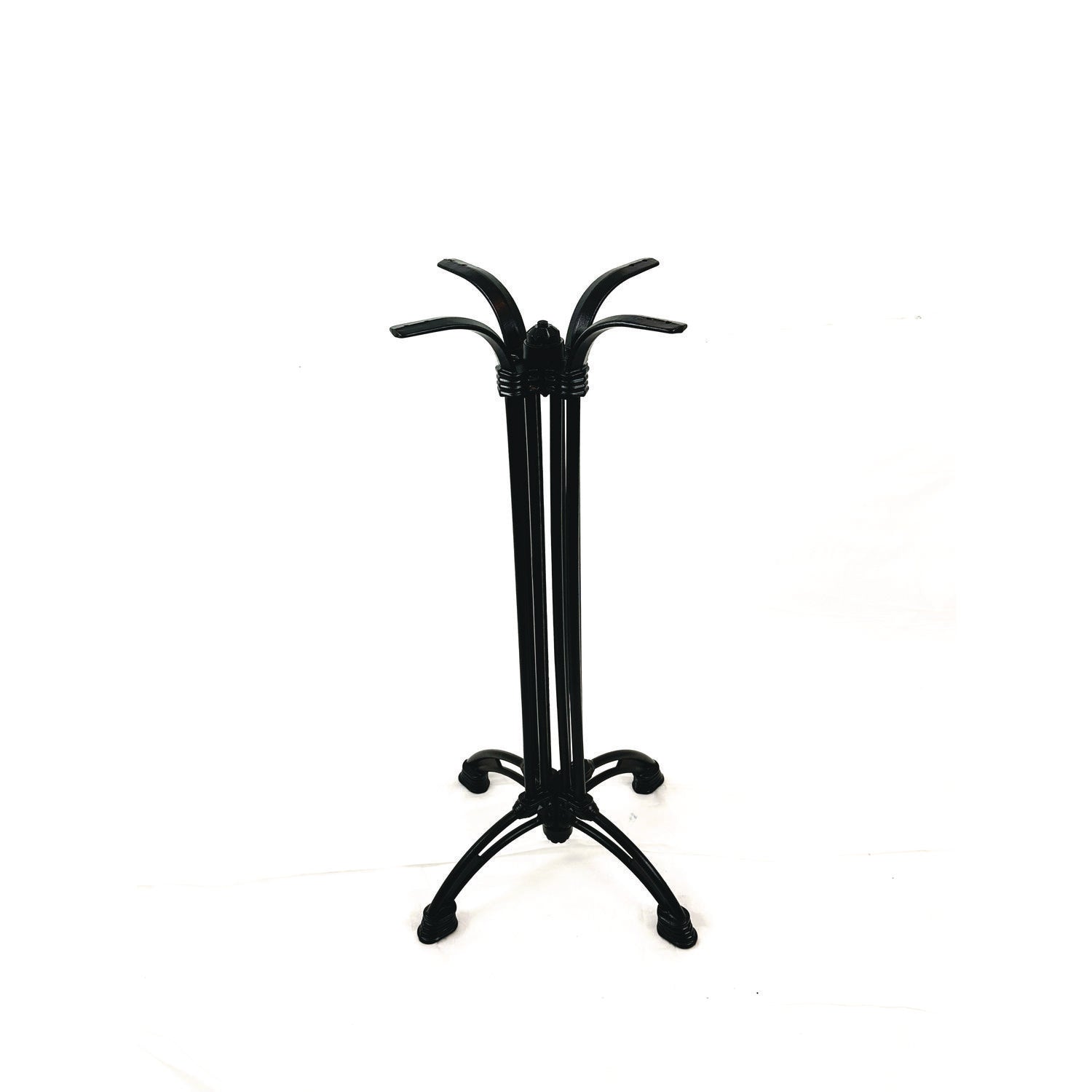 JMC Furniture Topalit Tables, Round, 24" dia x 44"h, Brushed Silver Top, Black Iron Base/Legs