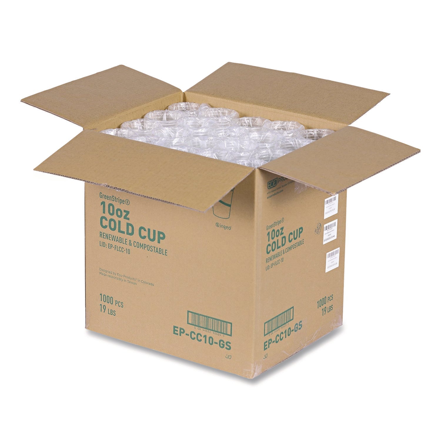 Eco-Products® GreenStripe PLA Cold Cups, 10 oz, Plastic, Clear, 1,000/Carton - Bloom Skins