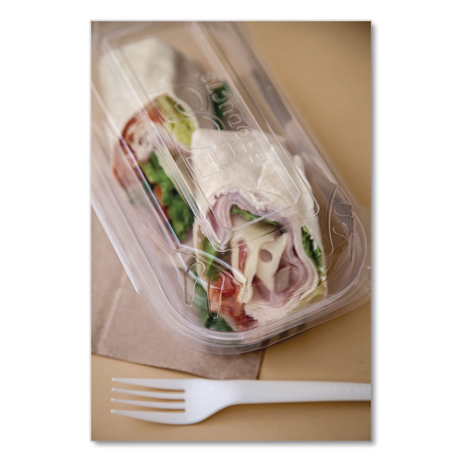 Eco-Products® Renewable and Compostable Clear Clamshell Hinged Food Containers, 9 x 6 x 3, Plastic, 80/Pack, 3 Packs/Carton