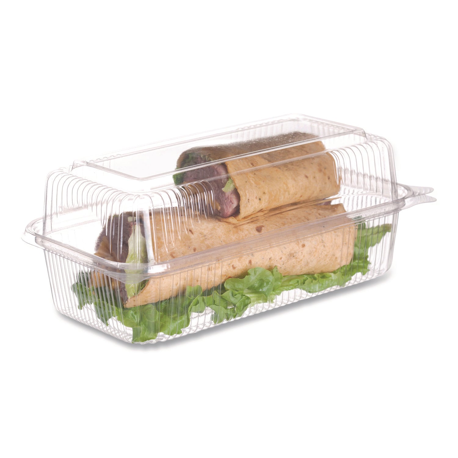 Eco-Products® Renewable and Compostable Clear Clamshell Hinged Food Containers, 9 x 6 x 3, Plastic, 80/Pack, 3 Packs/Carton - Bloom Skins