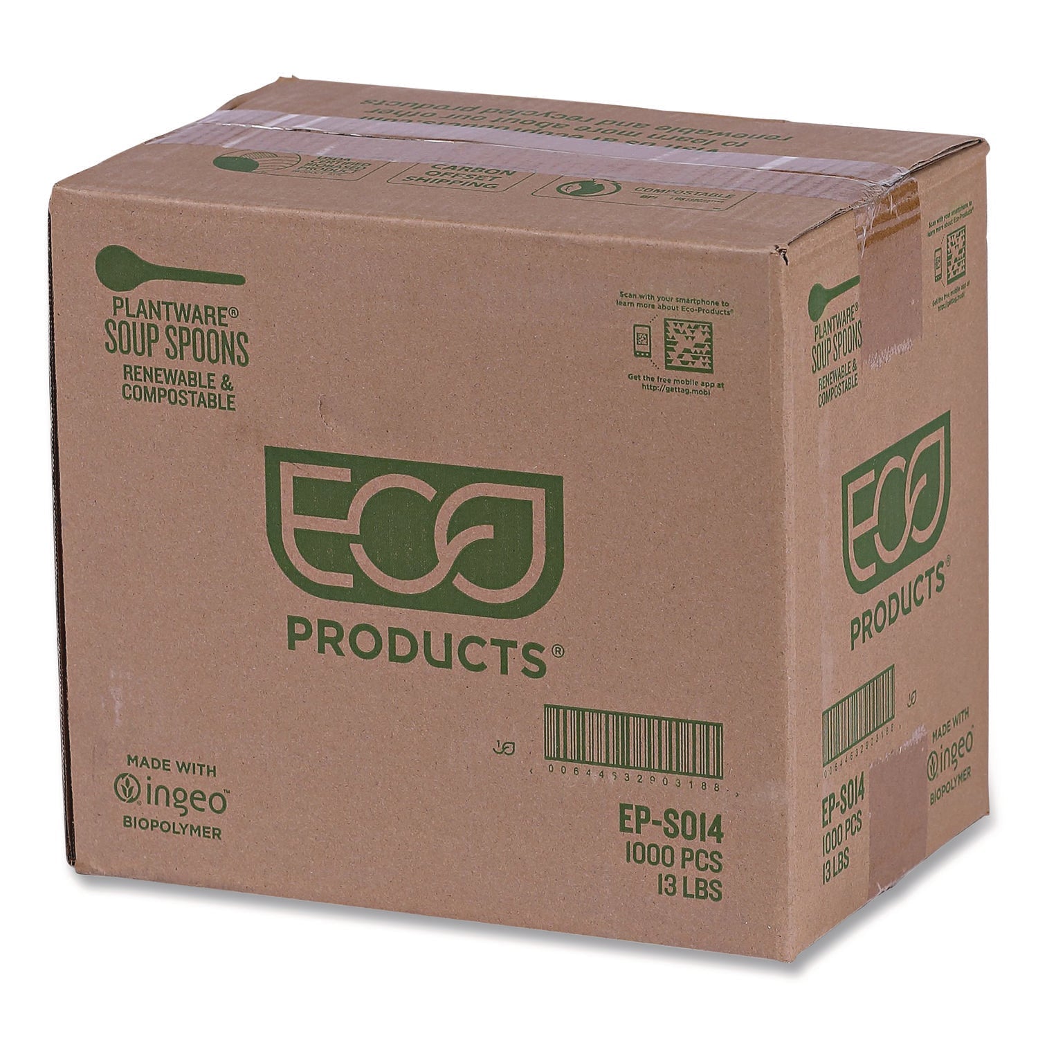 Eco-Products® Plantware Compostable Soup Spoon, Heavyweight, Plastic, White, 50/Pack, 20 Packs/Carton - Bloom Skins