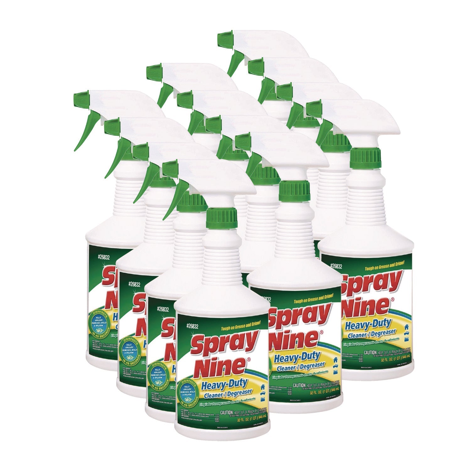 Spray Nine® Heavy Duty Cleaner/degreaser/disinfectant, Citrus Scent, 32 Oz, Trigger Spray Bottle, 12/carton