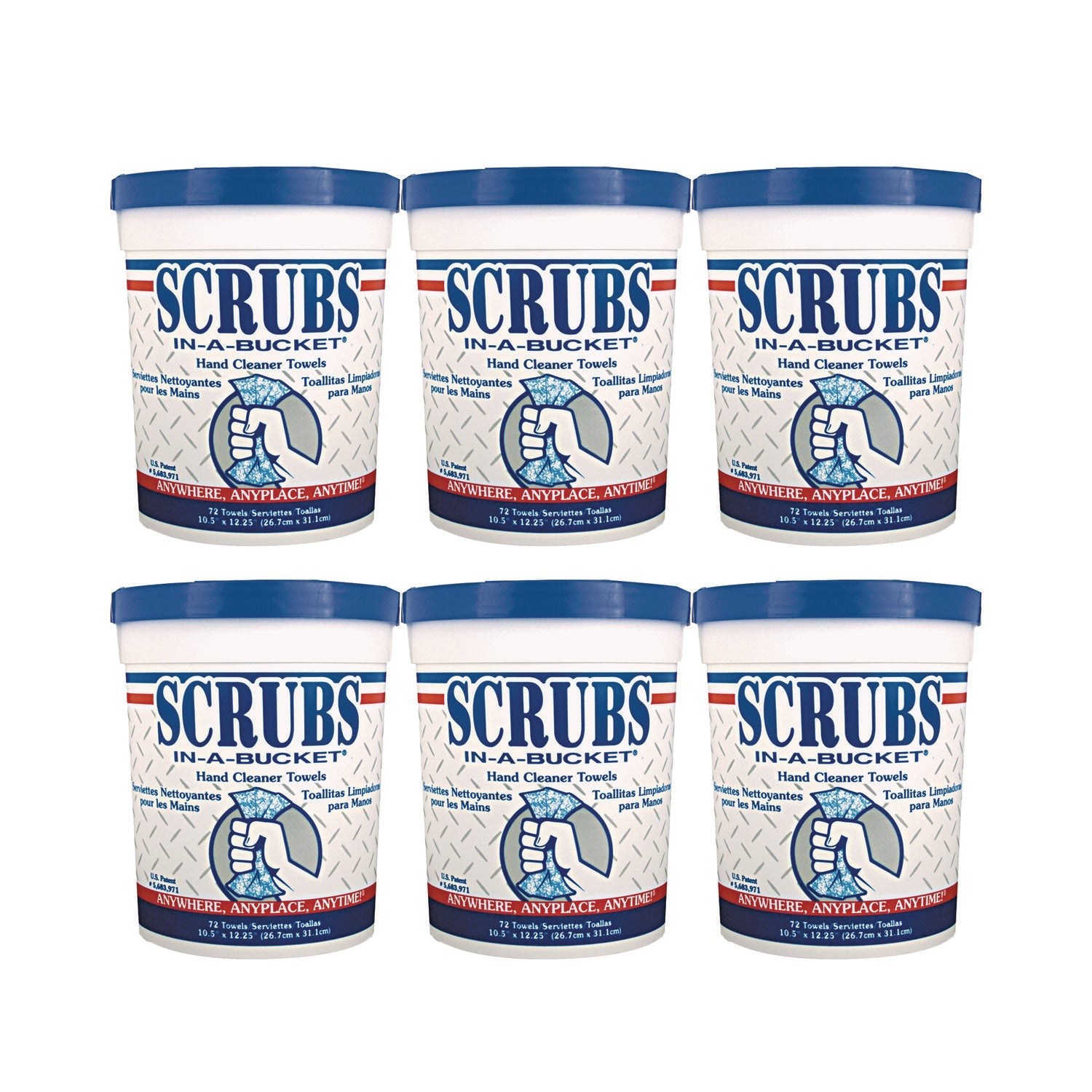 Hand Cleaner Towels | 72/Bucket, 6-Pack