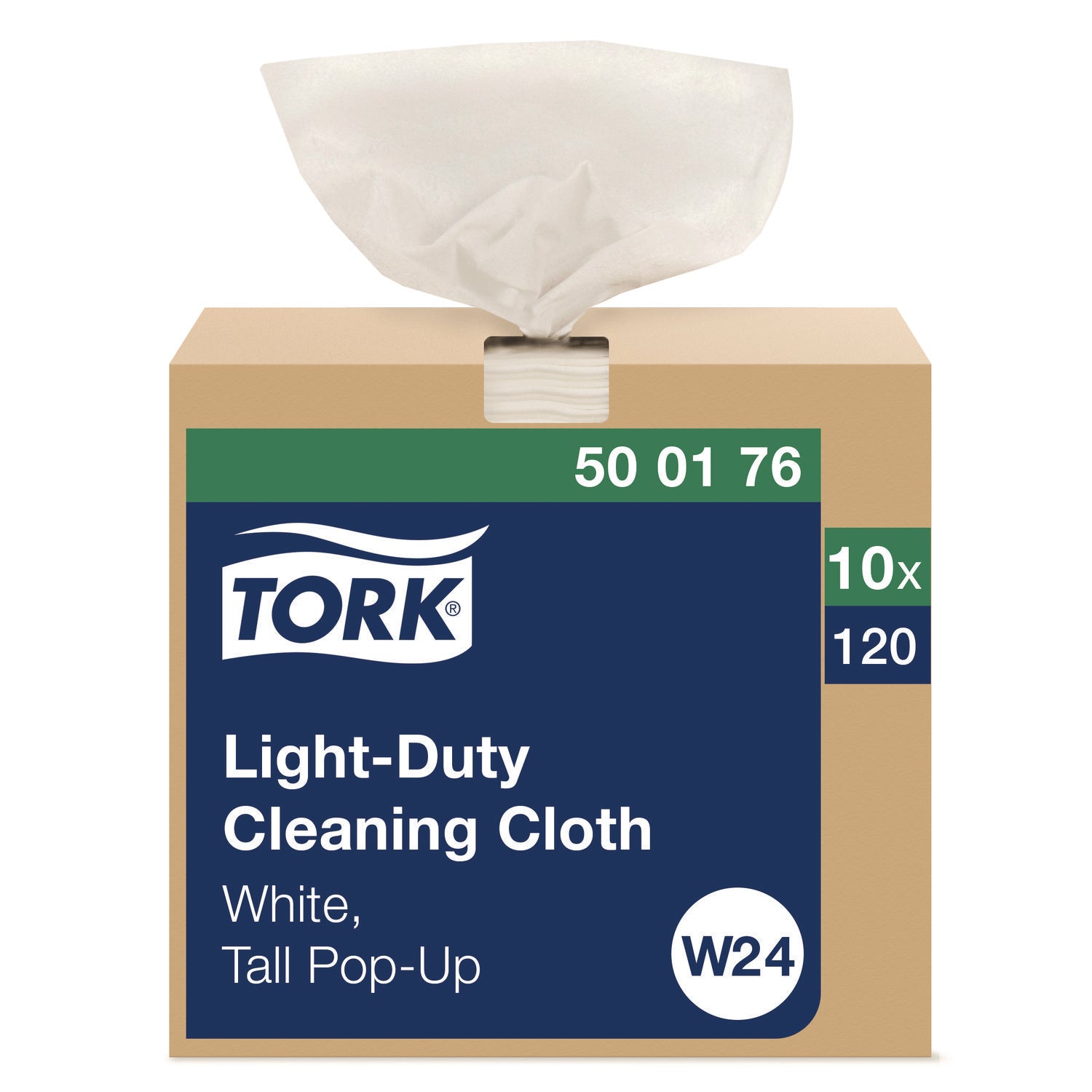 Tork® Light Duty Cleaning Cloth Pop Up Box, 1-Ply, 8.3 x 16.1, White, 120 Cloths/Pack, 10 Packs/Carton