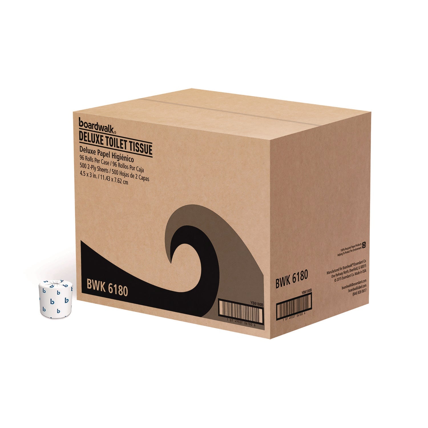 Boardwalk® 2-Ply Toilet Tissue, Septic Safe, White, 125 ft Roll Length, 500 Sheets/Roll, 96 Rolls/Carton