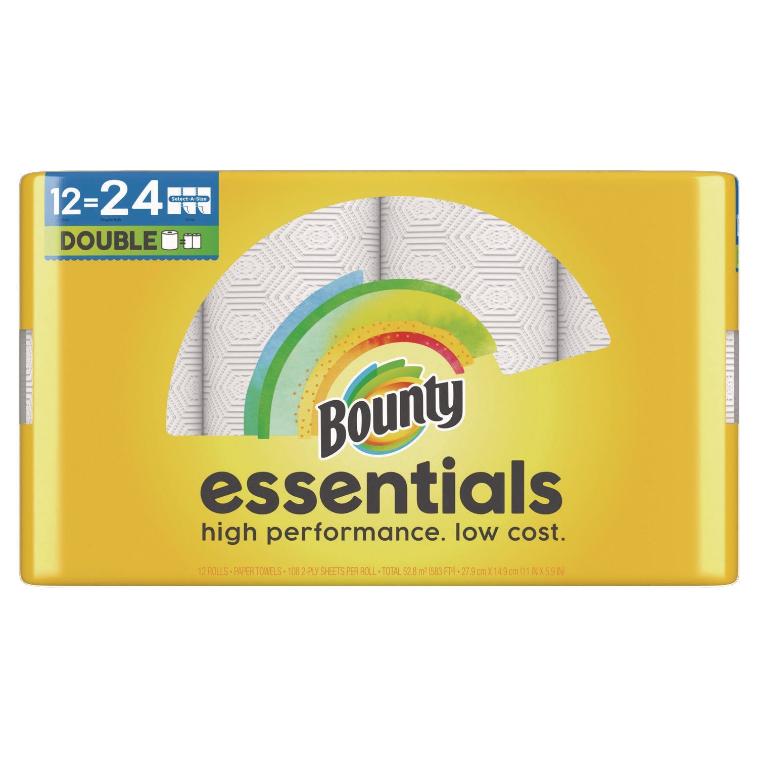 Bounty® Essentials Select-A-Size Kitchen Roll Paper Towels, 2-Ply, 108 Sheets/Roll, 12 Rolls/Carton