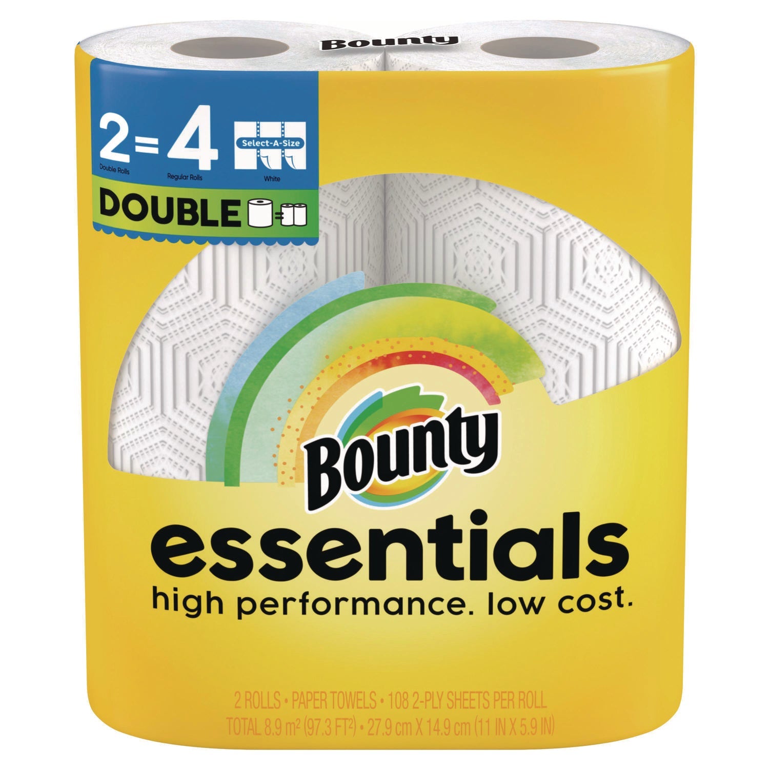 Bounty® Essentials Select-A-Size Kitchen Roll Paper Towels, 2-Ply, White, 108 Sheets/Roll, 2/Pack, 8 Packs/Carton