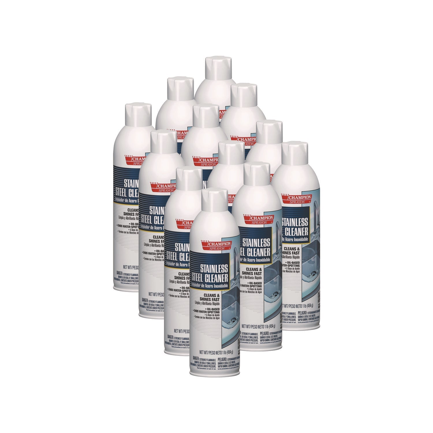 Chase Products Champion Sprayon Stainless Steel Cleaner, 16 Oz Aerosol Spray, 12/carton