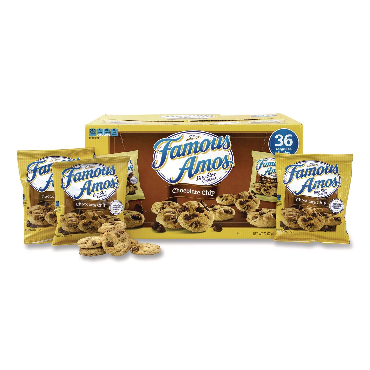 Famous Amos® Famous Amos Cookies, Chocolate Chip, 2 oz Bag, 36/Carton
