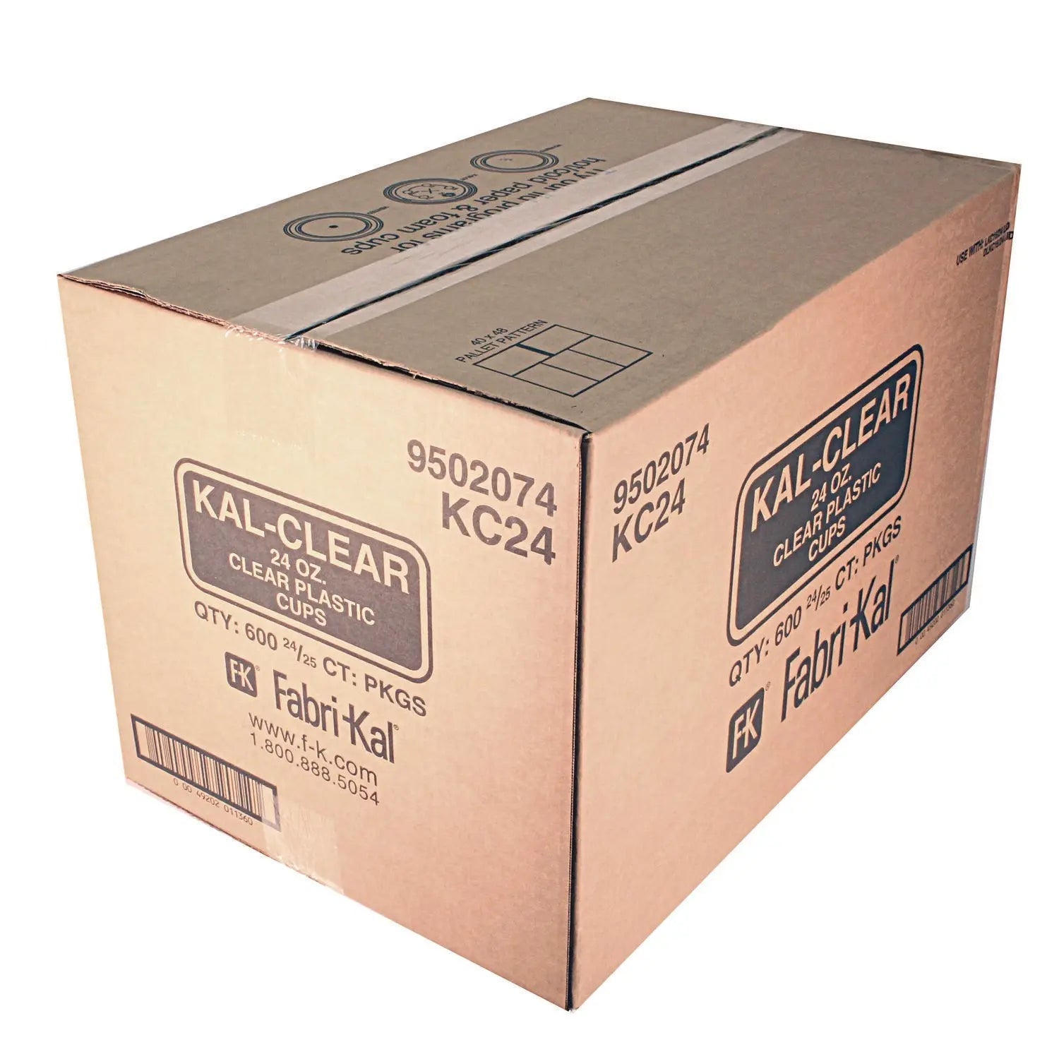 Fabri-Kal® Kal-Clear PET Cold Drink Cups, 24 oz, Plastic, Clear, 25/Sleeve, 24 Sleeves/Carton