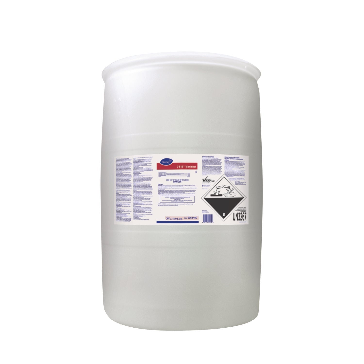 Diversey™ J-512TM/MC Sanitizer, Quaternary Scent, 55 gal Drum
