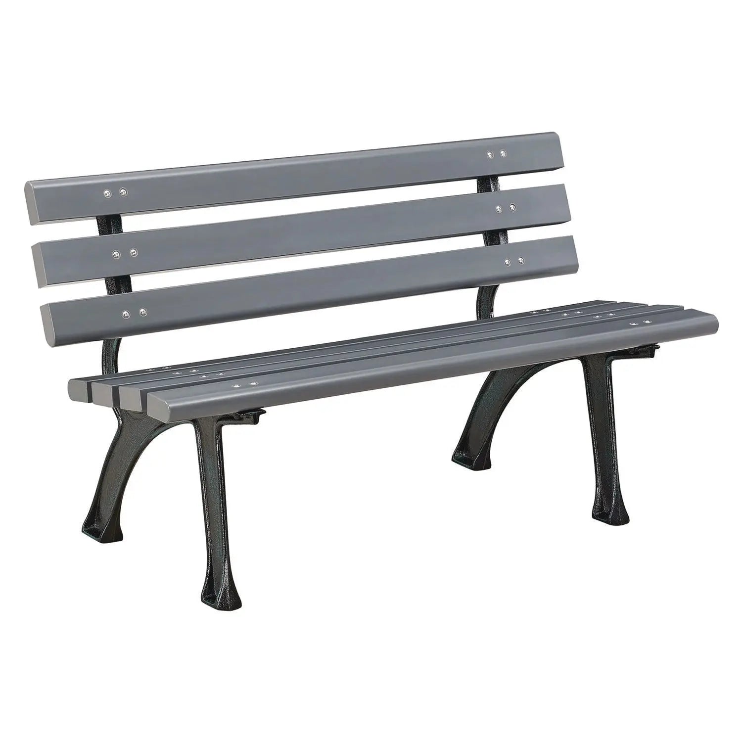 Global Industrial® Recycled Plastic Benches with Back, 48" x 23" x 28", Gray Seat/Back, Gray Base