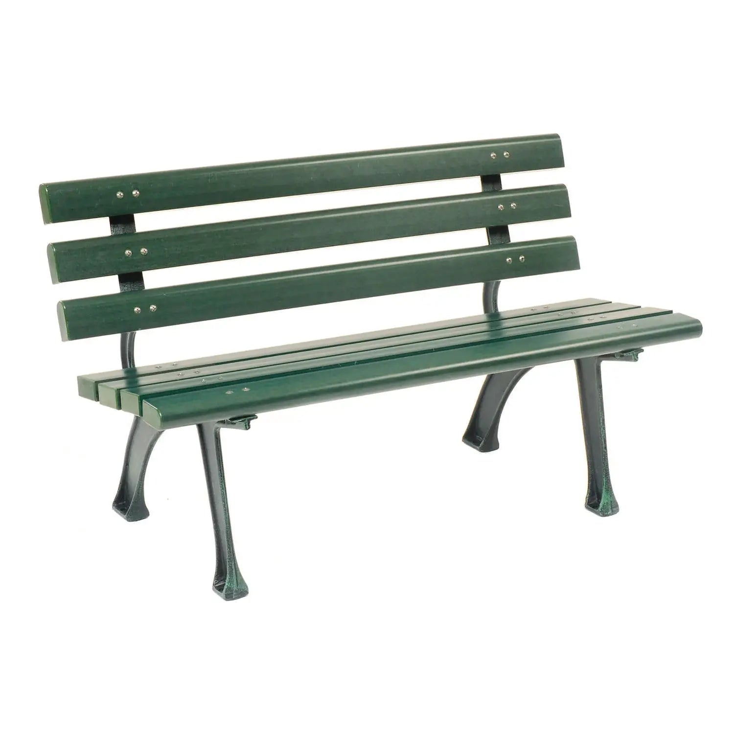 Global Industrial® Recycled Plastic Benches with Back, 48" x 23" x 28", Green Seat/Back, Green Base