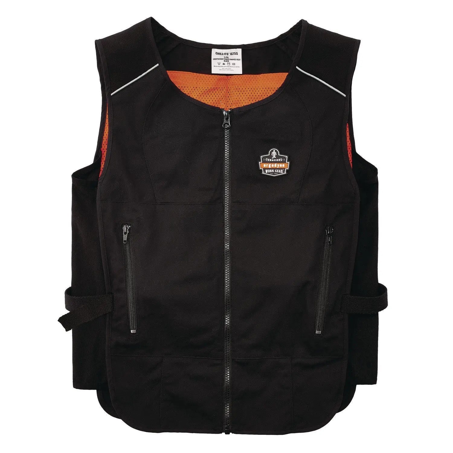 ergodyne® Chill-Its 6255 Lightweight Phase Change Cooling Vest, Cotton/Polyester, 2X-Large/3X-Large, Black