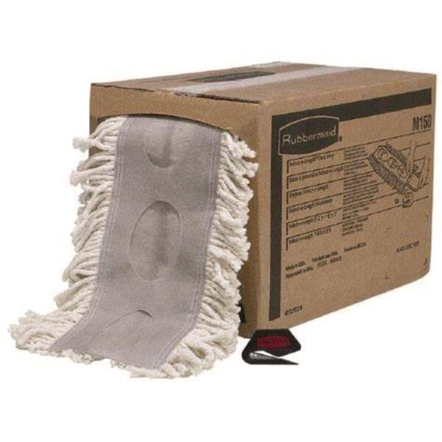 Rubbermaid® Commercial Cut To Length Dust Mops, Cotton, White, Cut-End, 5 X 40 Ft, 1 Box