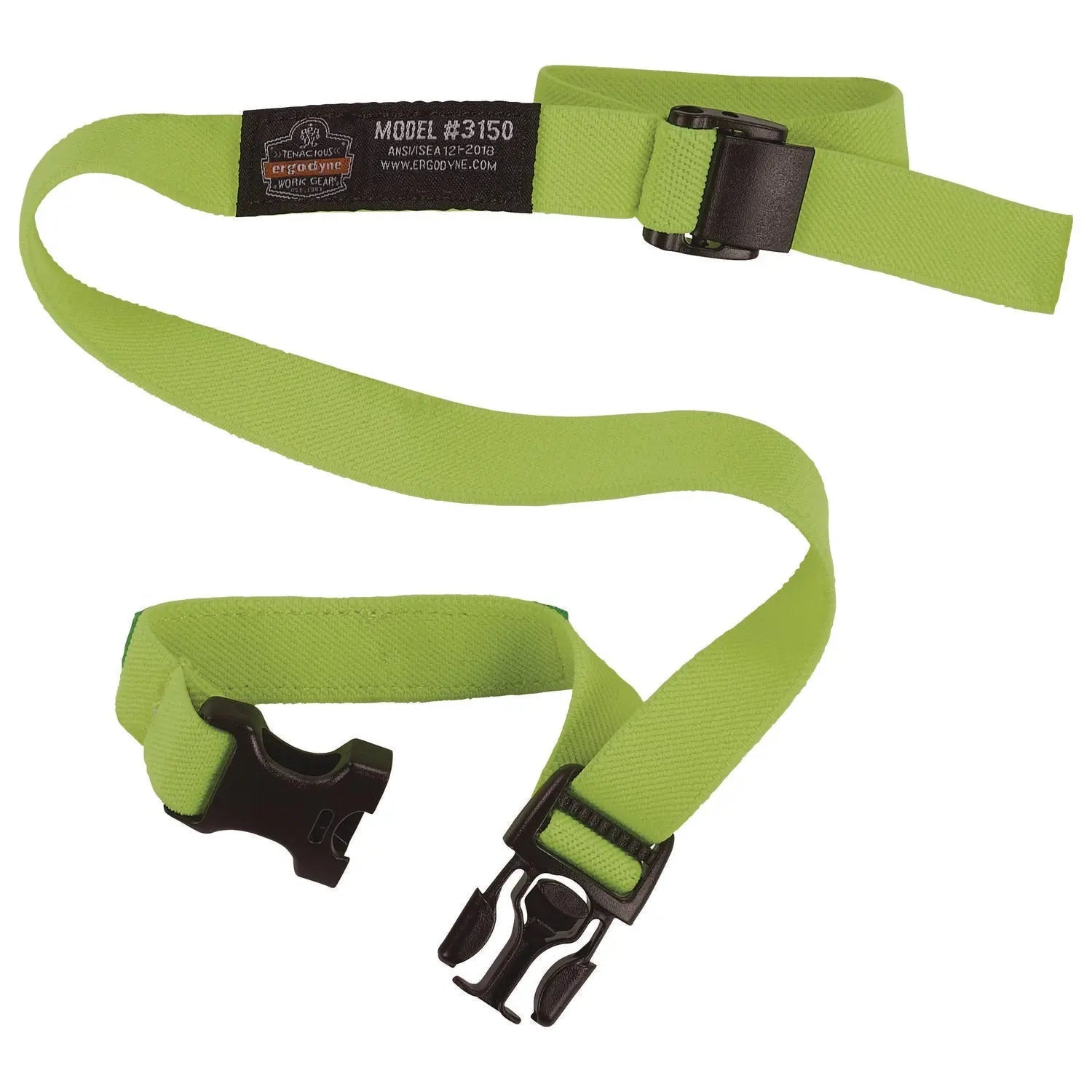 ergodyne® Squids 3150 Elastic Lanyard with Buckle, 2 lb Max Working Capacity, 18"-48" Long, Lime, 10/Pack