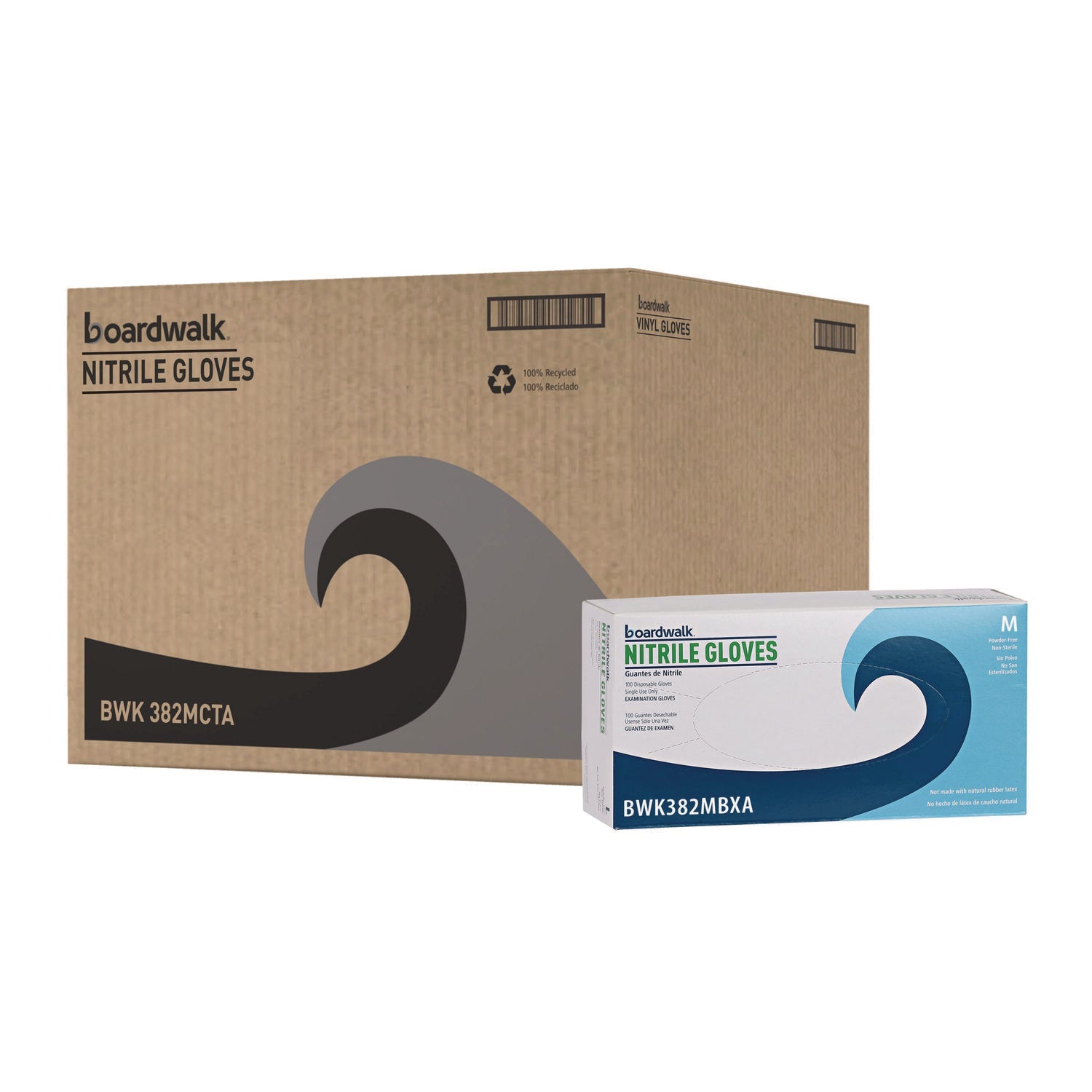Exam Nitrile Gloves | Med Blue | Boardwalk® 1000/Ctn