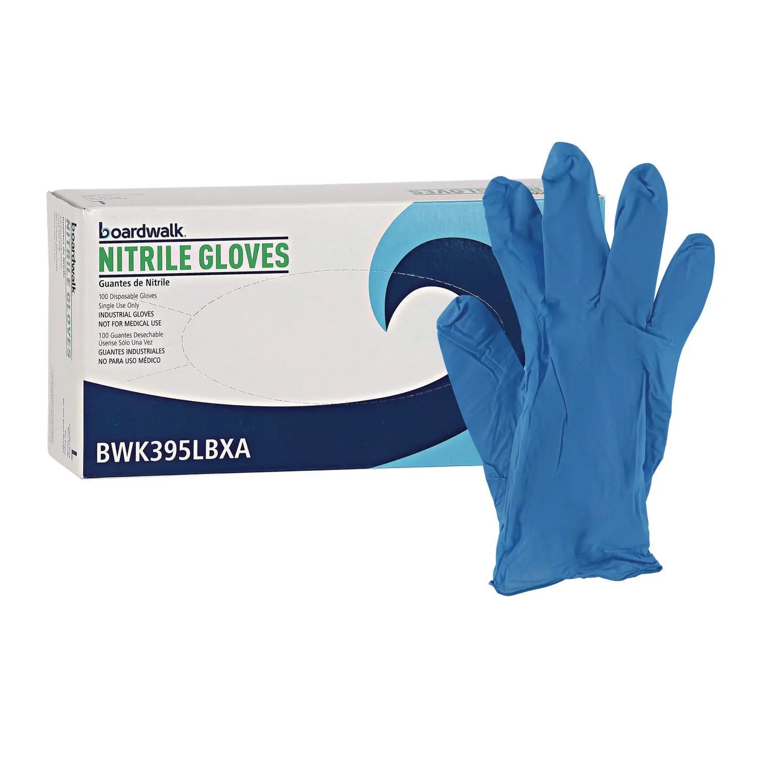 Boardwalk® Disposable General-Purpose Powder-Free Nitrile Gloves, Large, Blue, 5 mil, 100/Box