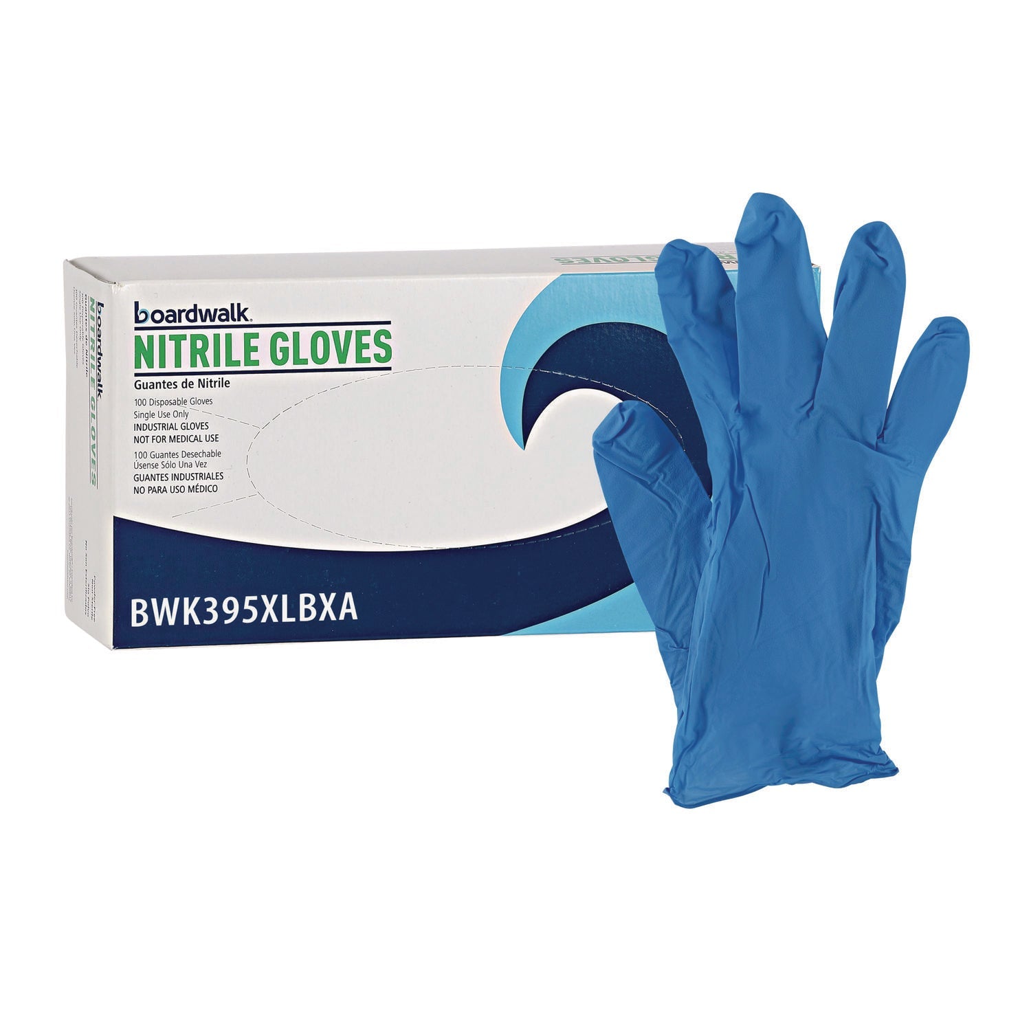 Boardwalk® Disposable General-Purpose Powder-Free Nitrile Gloves, X-Large, Blue, 5 mil, 100/Box