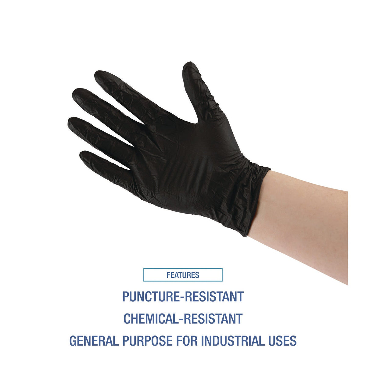 Boardwalk® Disposable General-Purpose Powder-Free Nitrile Gloves, Medium, Black, 4.4 mil, 100/Box, 10 Boxes/Carton