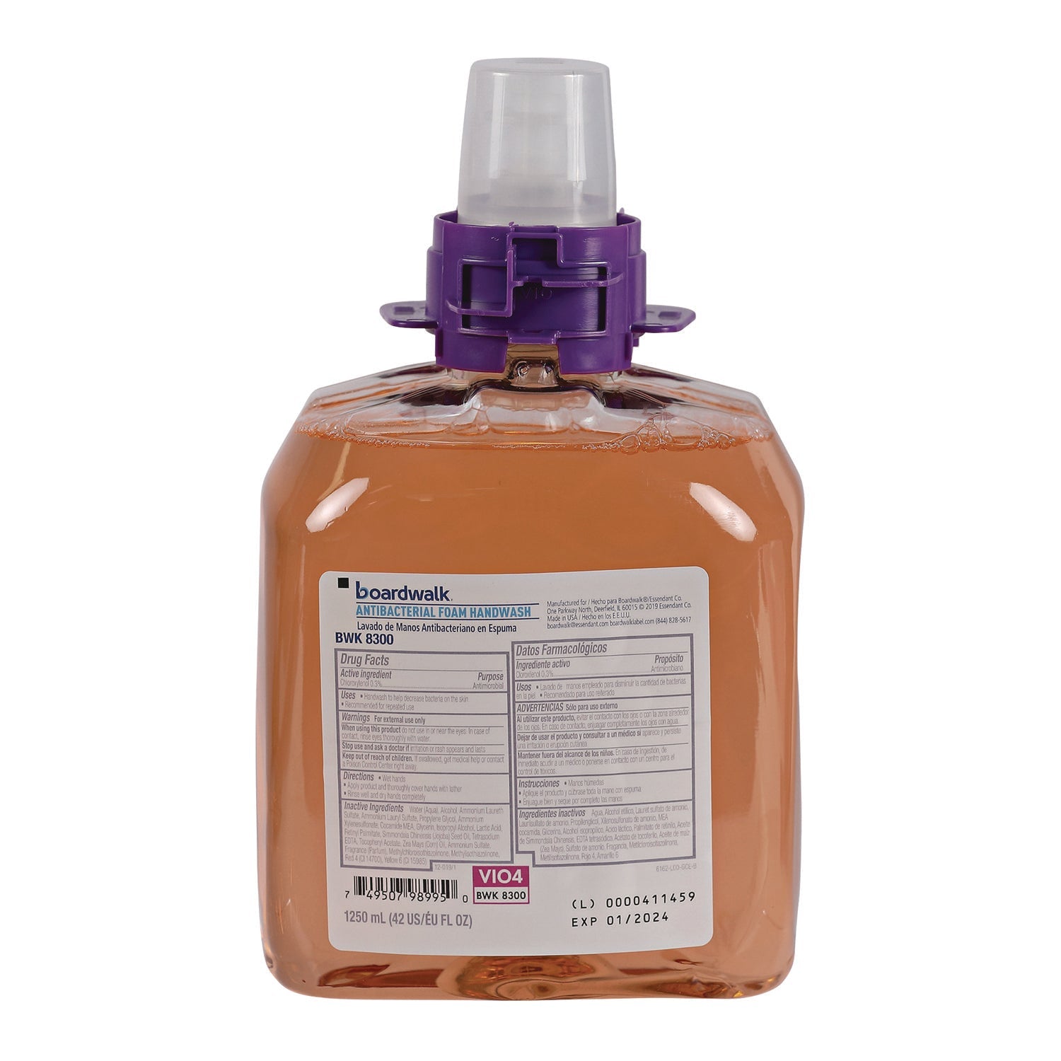 Boardwalk® Foam Antibacterial Handwash, Fresh Fruit Scent, 1,250 mL Refill, 4/Carton