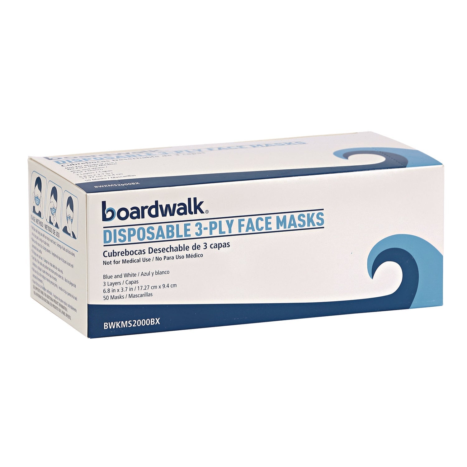 General Use Face Mask | Boardwalk® Three-Ply 50/Box