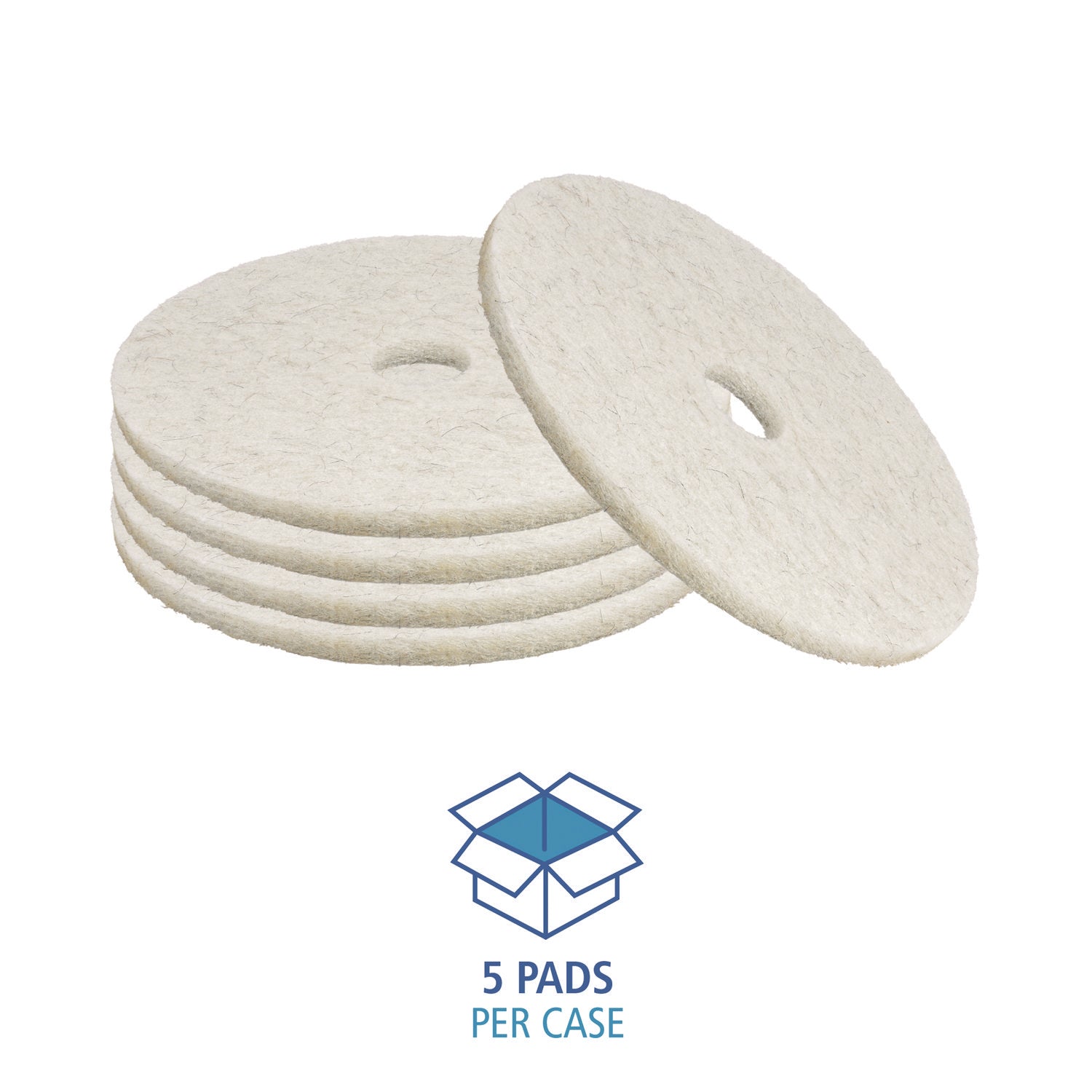 Boardwalk® Natural Burnishing Floor Pads, 17" Diameter, White, 5/carton