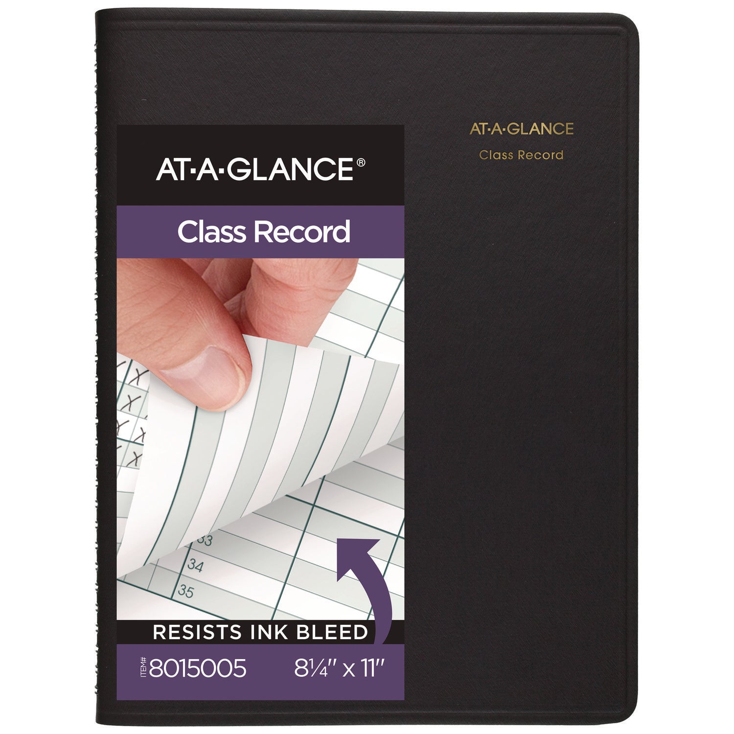 AT-A-GLANCE® Undated Class Record Book, Nine To 10 Week Term: Two-Page Spread (35 Students), 10.88 X 8.25, Black Cover