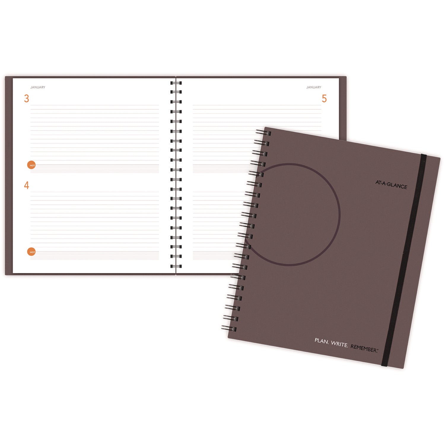 AT-A-GLANCE® Plan. Write. Remember. Planning Notebook Two Days Per Page , 11 X 8.38, Gray Cover, Undated