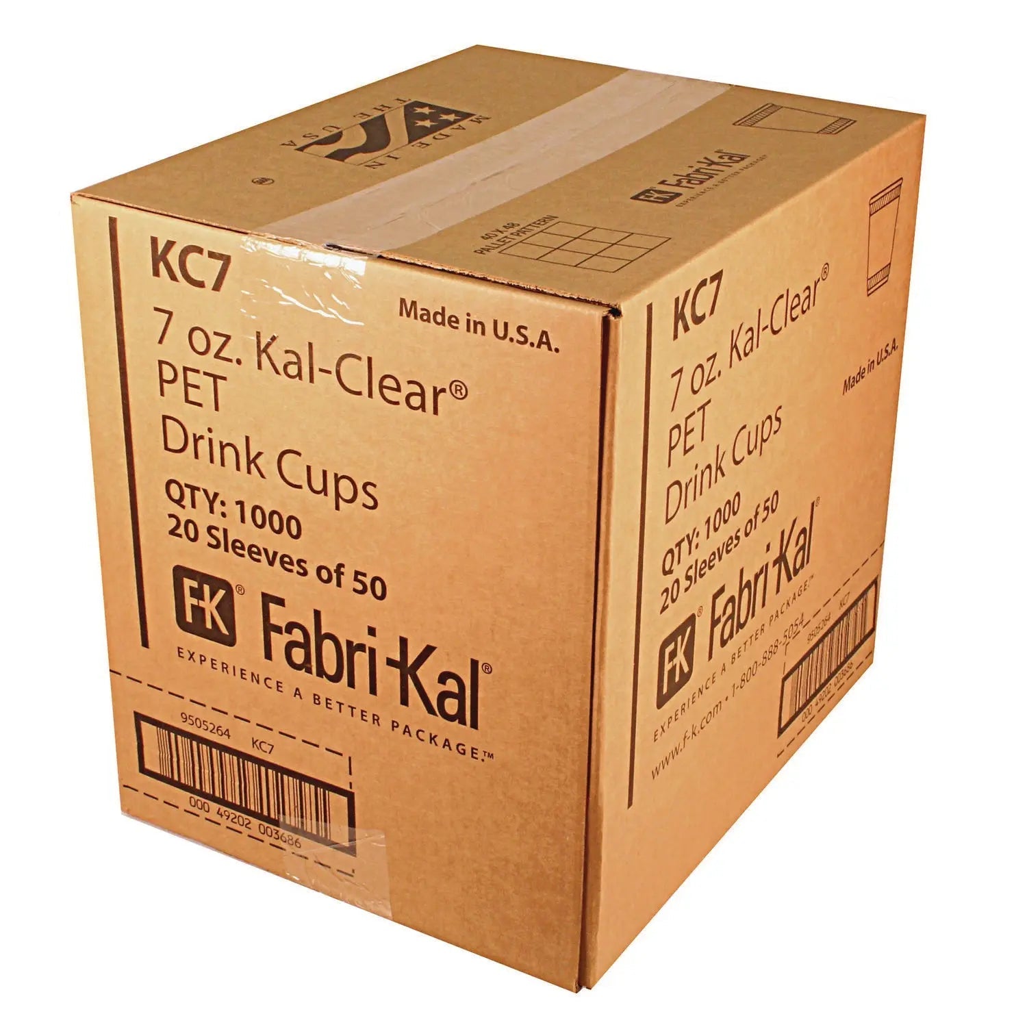 Fabri-Kal® Kal-Clear PET Cold Drink Cups, 7 oz, Plastic, Clear, 1,000/Carton