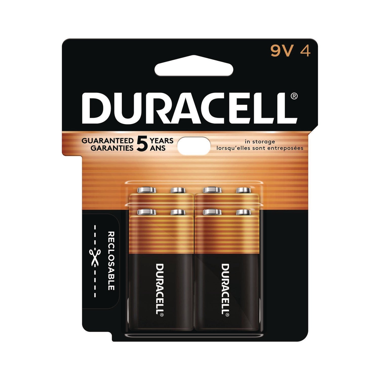 Duracell® Coppertop Alkaline 9v Batteries, 4/pack