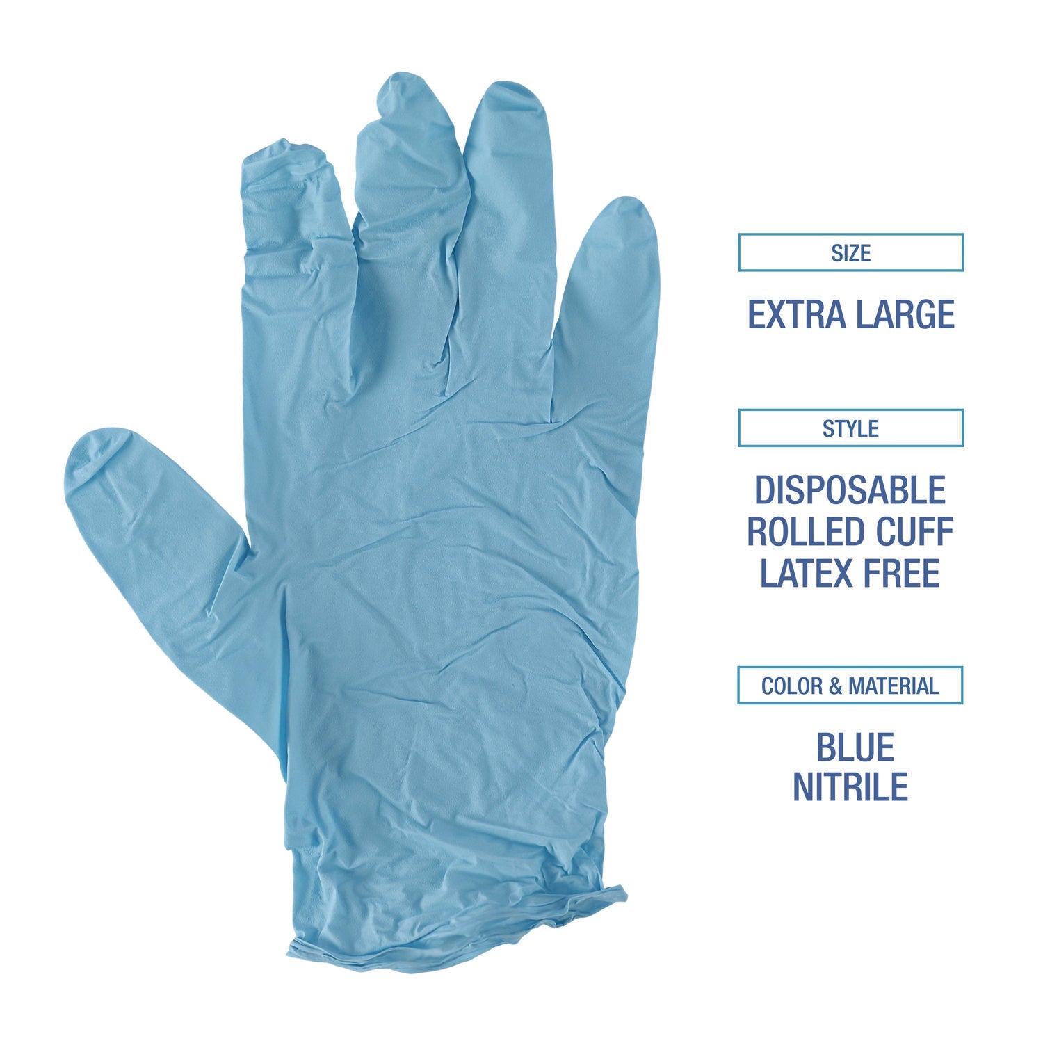 Boardwalk® Disposable Examination Nitrile Gloves, X-Large, Blue, 5 mil, 100/Box - Bloom Skins
