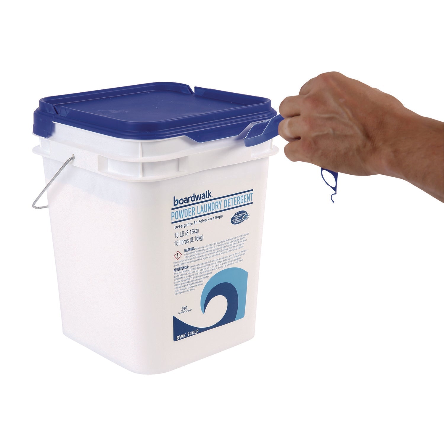 Boardwalk® Powder Laundry Detergent, Low Foam, Crisp Clean Scent, 18 lb Pail