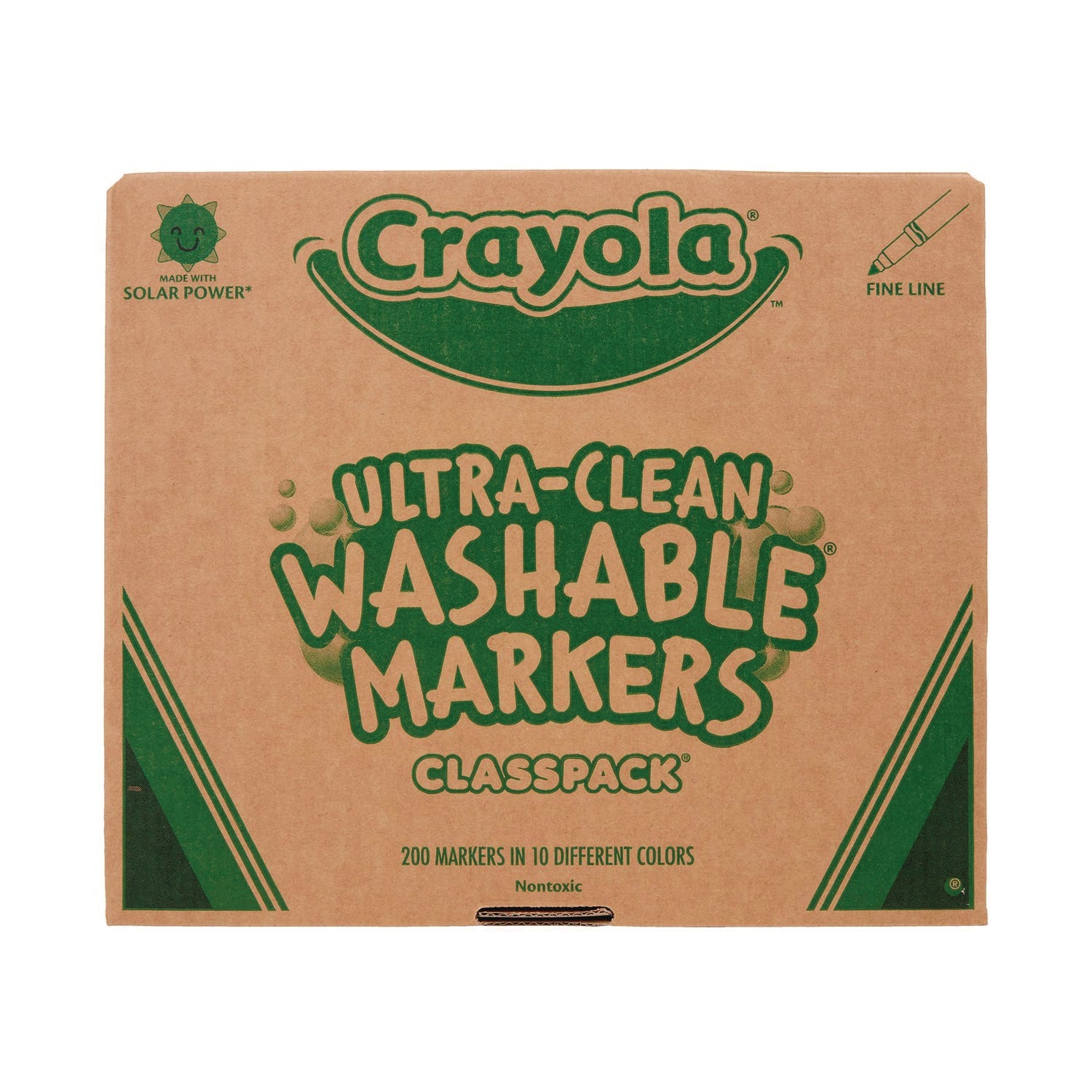 Crayola® Ultra-Clean Washable Marker Classpack, Fine Bullet Tip, 10 Assorted Colors, 200/Pack