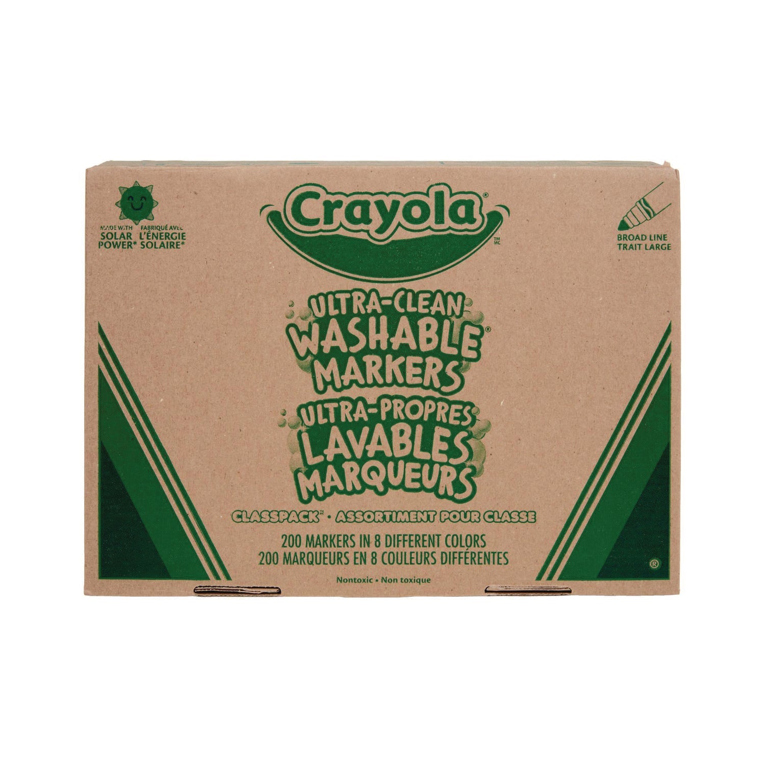 Crayola® Ultra-Clean Washable Marker Classpack, Broad Bullet Tip, 8 Assorted Colors, 200/Box