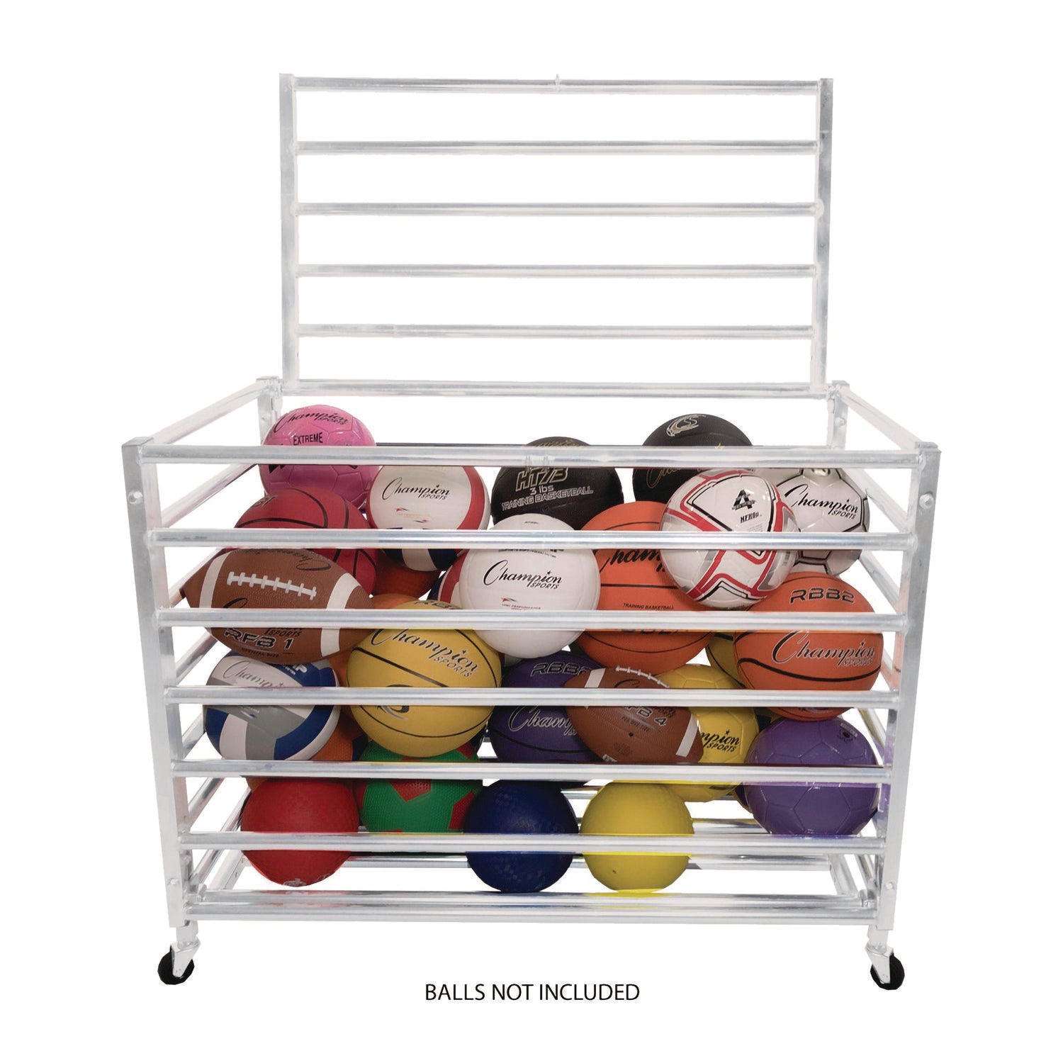 Champion Sports Economy Locking Ball Carrier, Metal, 264 lb Capacity, 23" x 45" x 32", White - Bloom Skins