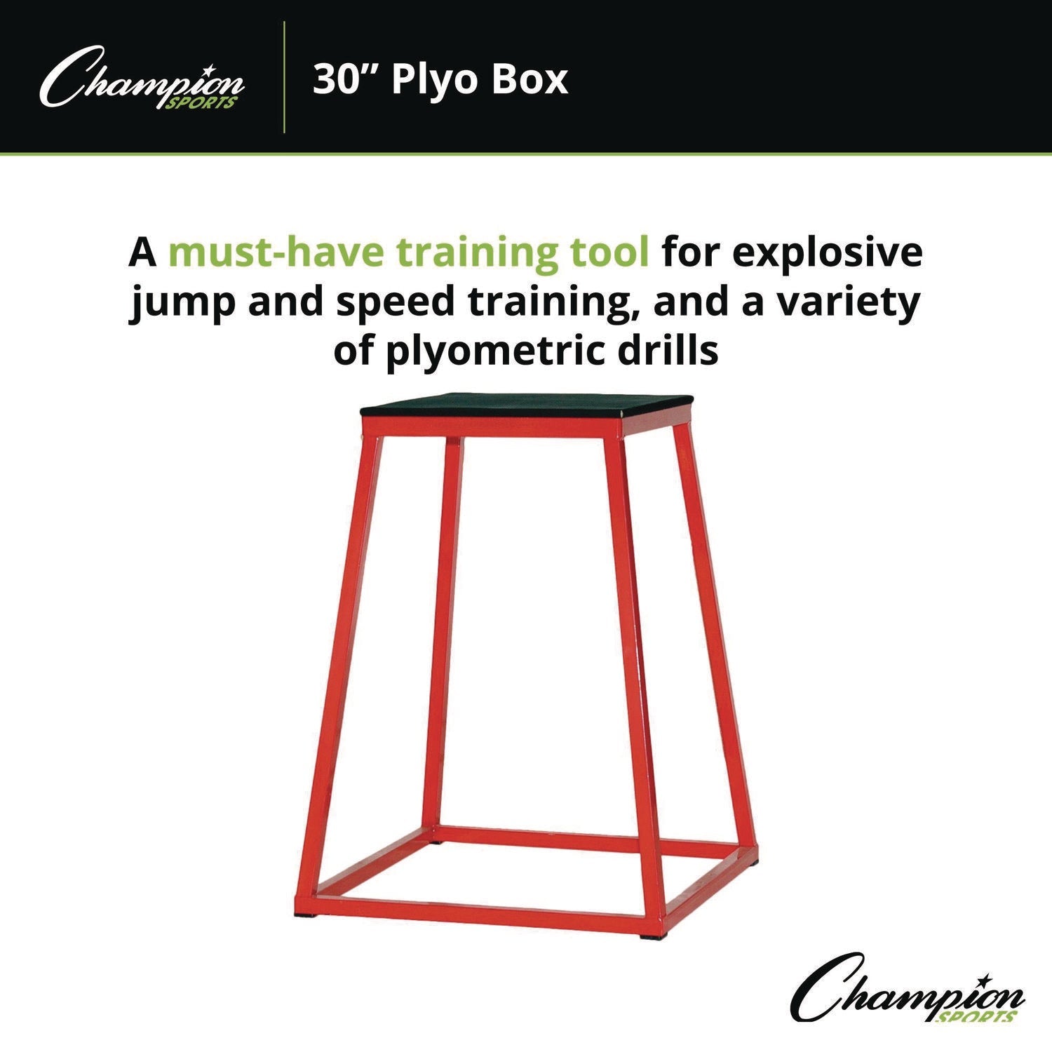 Champion Sports Plyo Box, 30" h, 24 x 24 Base