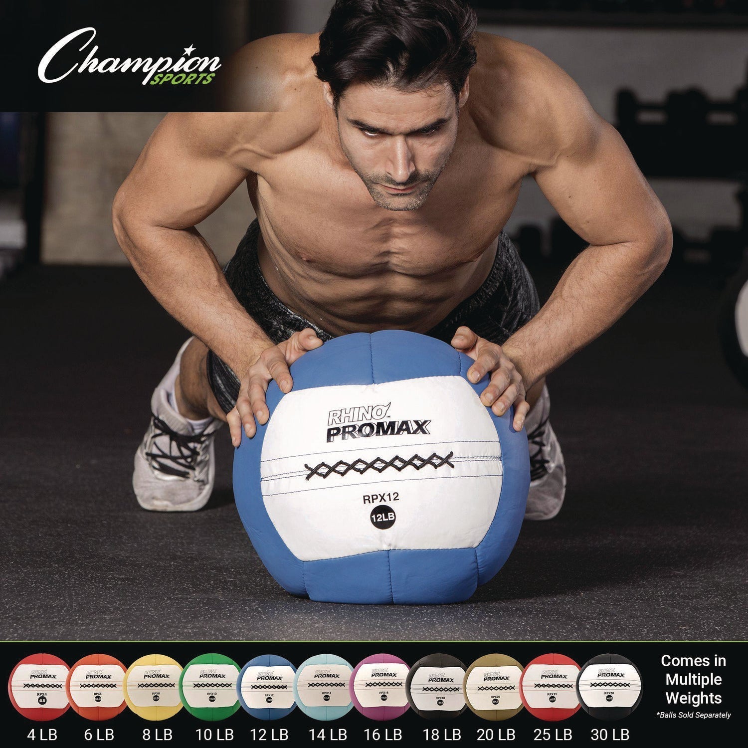 Champion Sports Rhino Promax Medicine Ball, 4 lb, Red