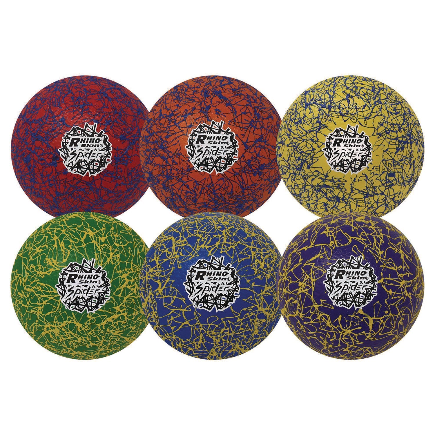 Champion Sports Rhino Skin Spider Dodgeball Set, 6.3" Diameter, Assorted Colors, 6/Set