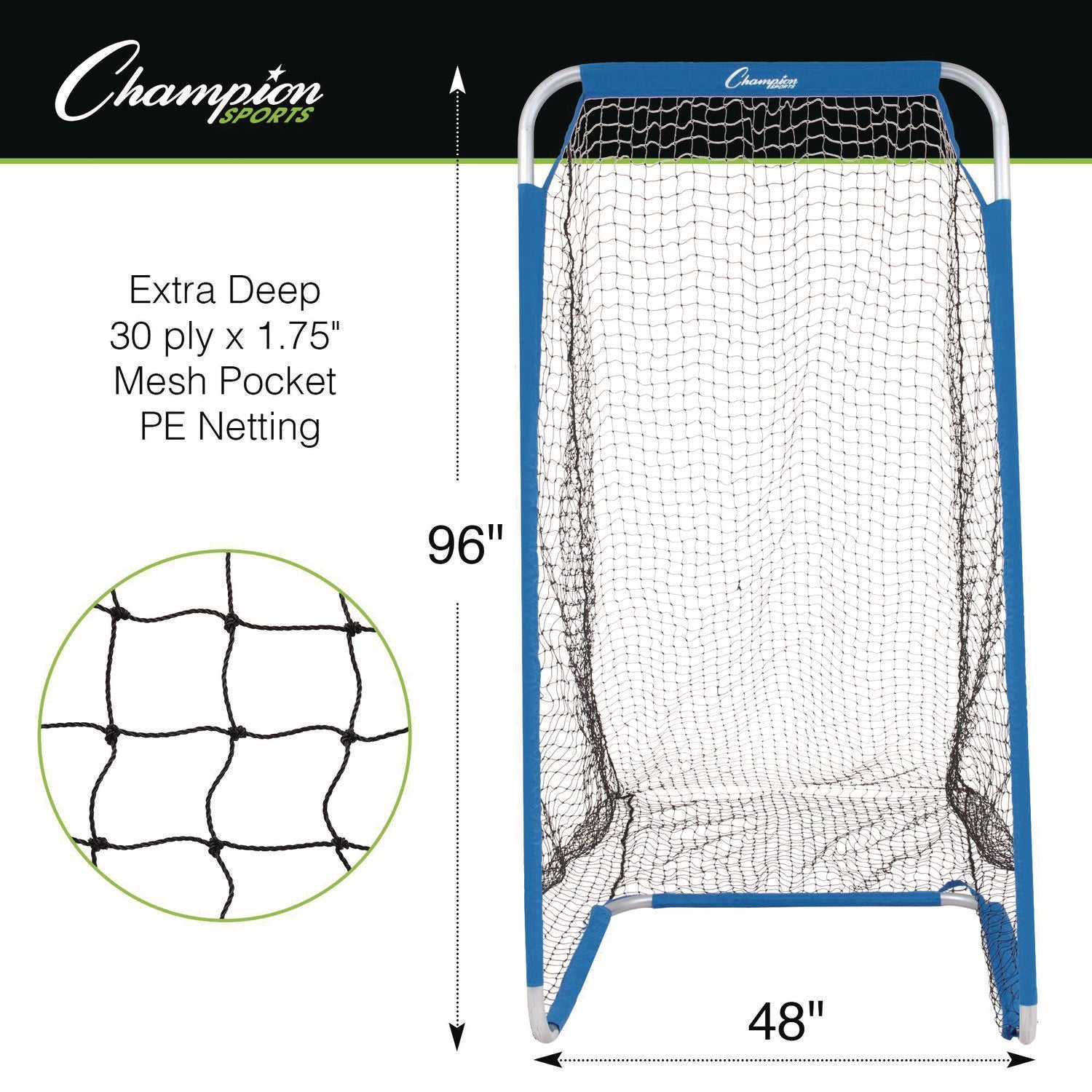 Champion Sports Football Kicking Screen, 96" x 48", 1.5" dia Frame