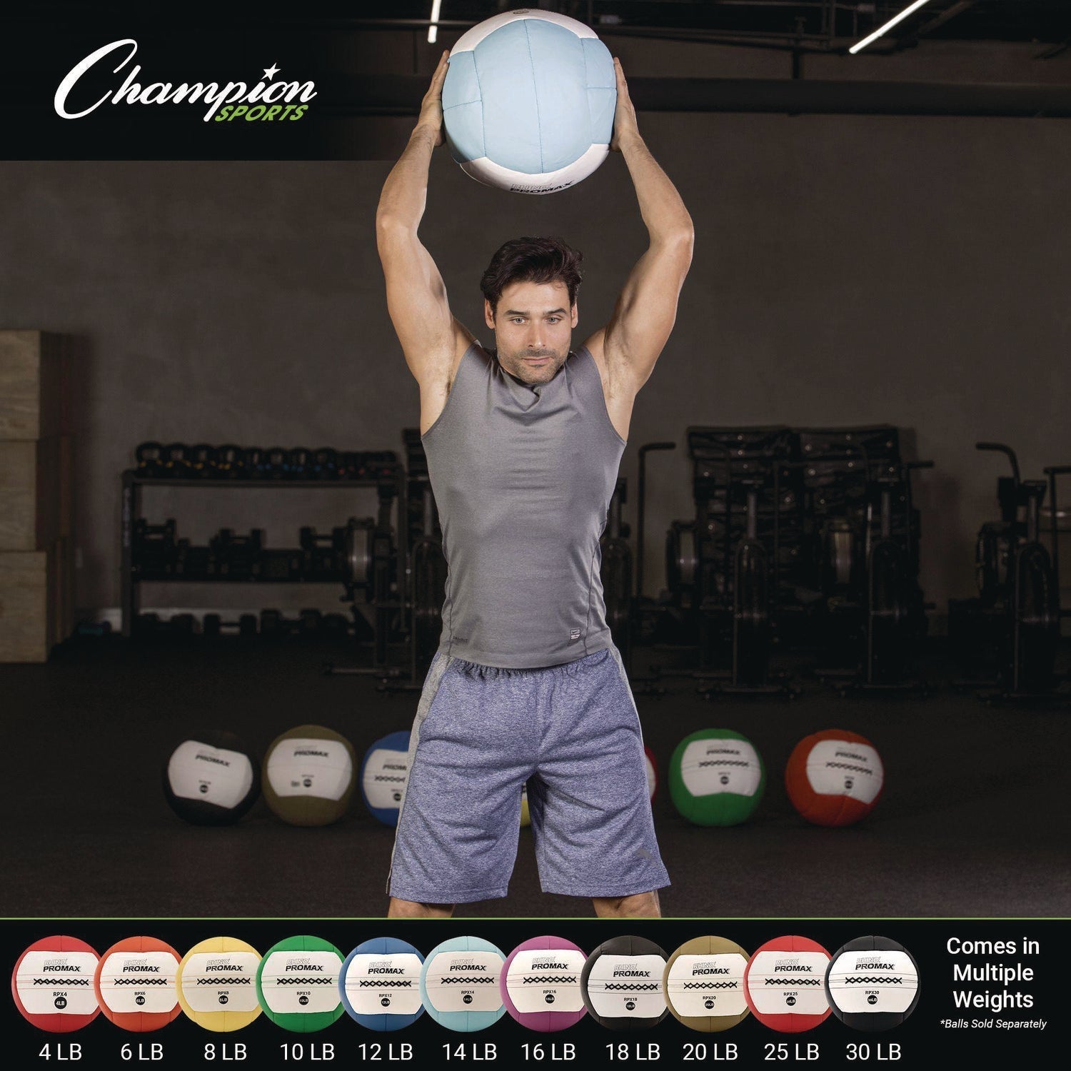 Champion Sports Rhino Promax Medicine Ball, 4 lb, Red