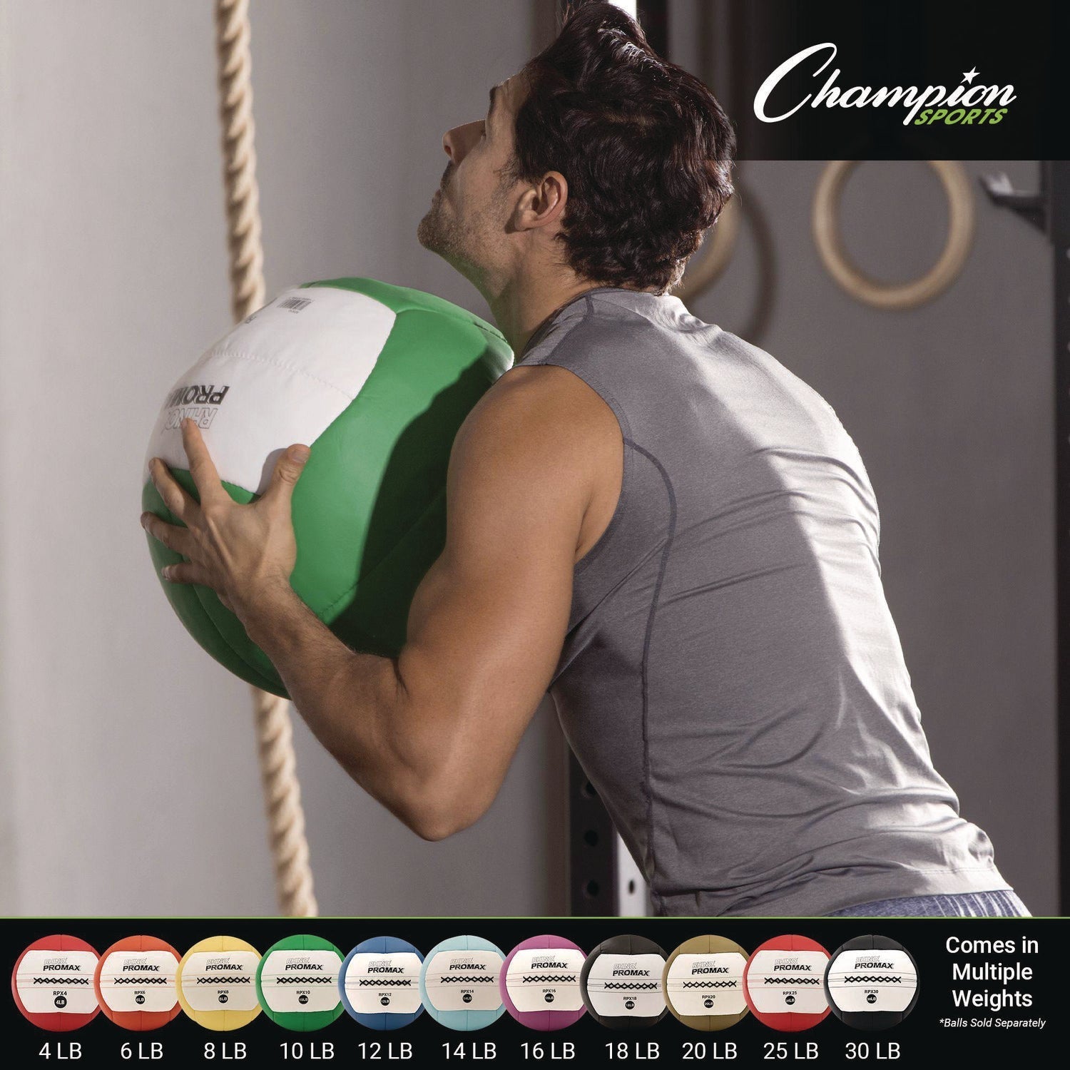 Champion Sports Rhino Promax Medicine Ball, 4 lb, Red