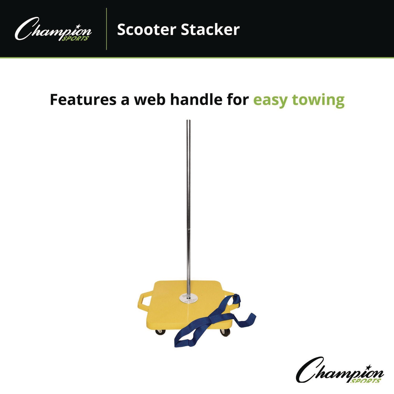 Champion Sports Scooter Stacker, Plastic, 176 lb Capacity, 21 x 16 x 39, Silver/Yellow
